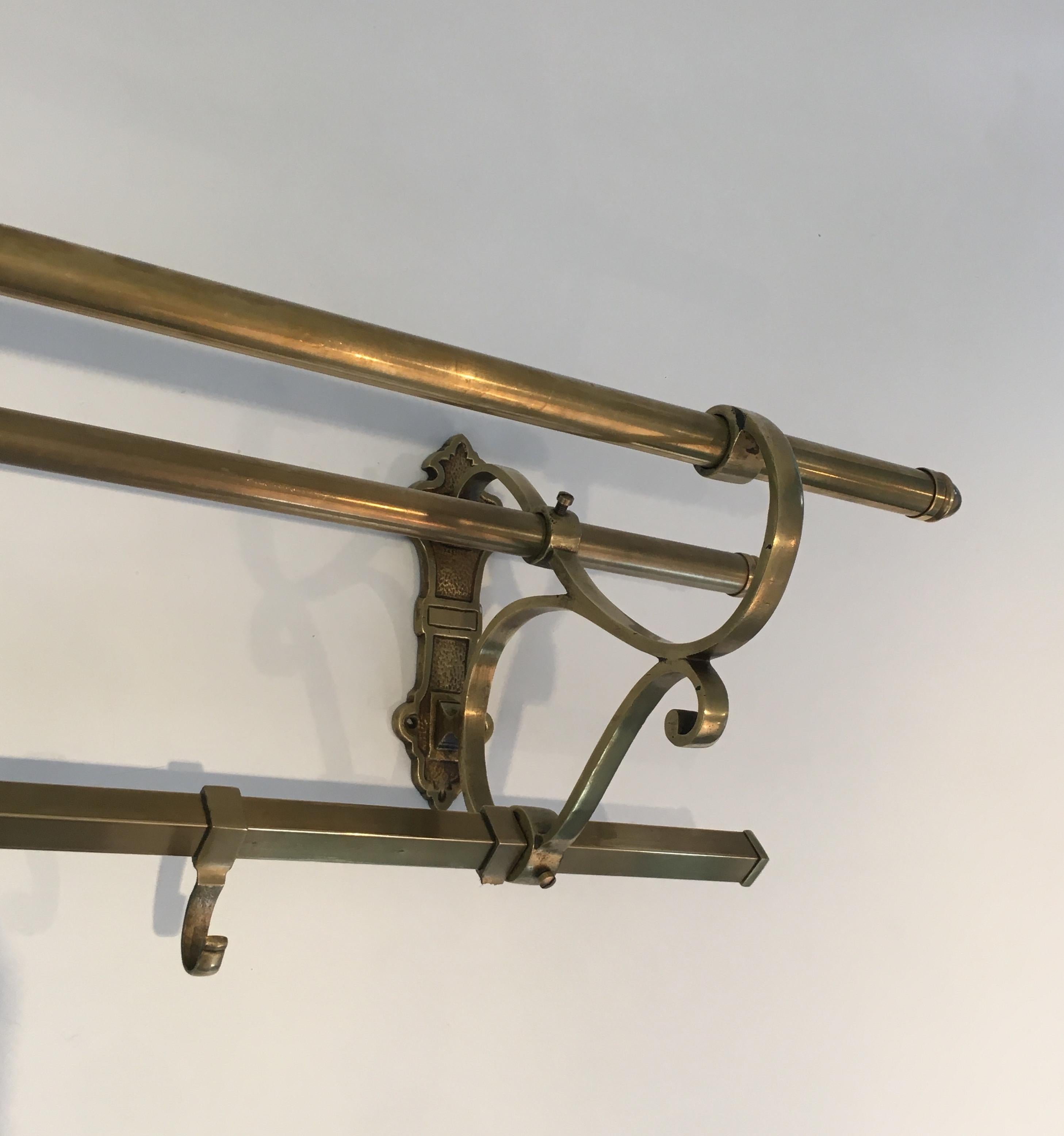 Large Brass Wall Coat Hanger, French, circa 1900 3