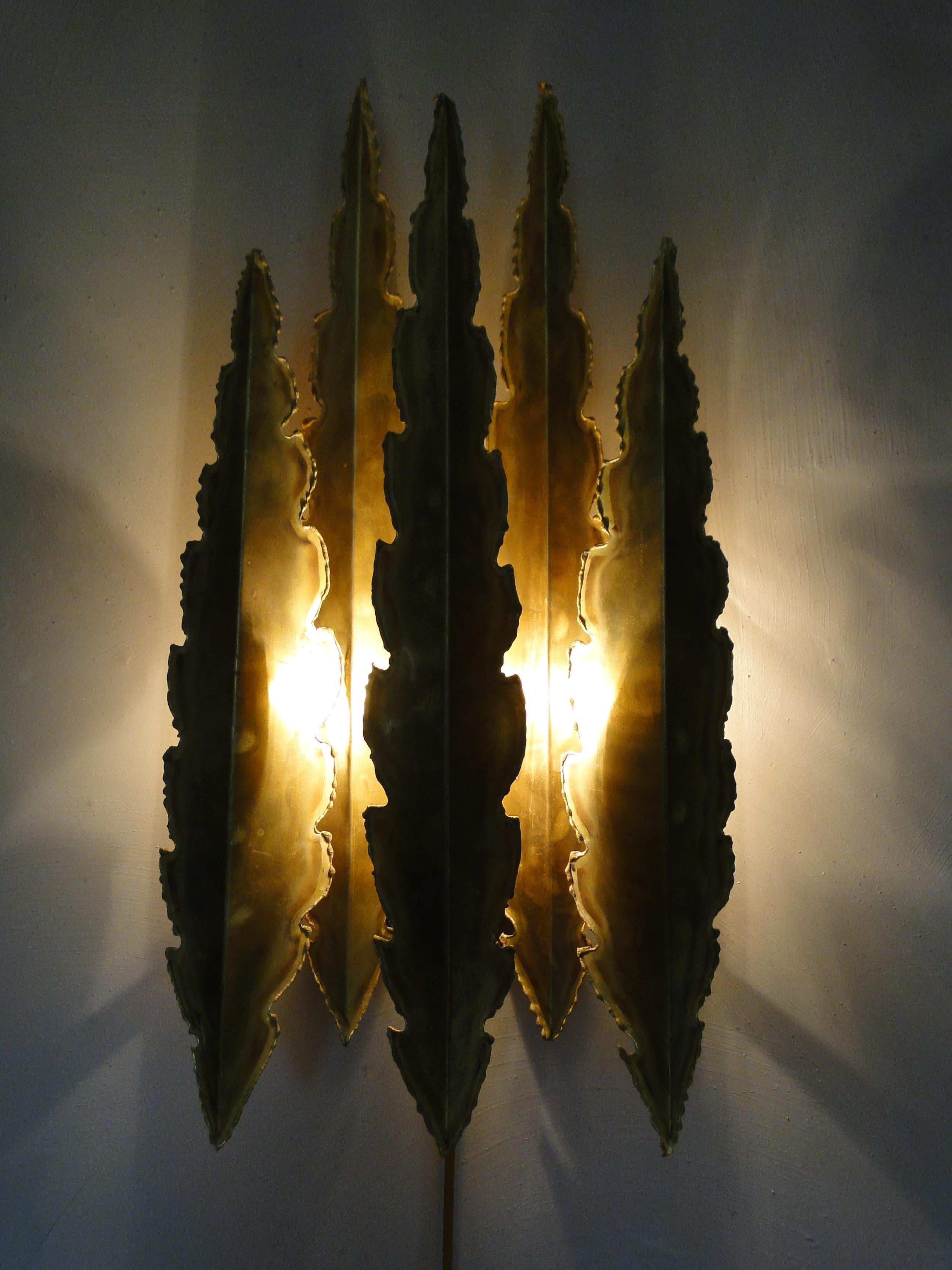 Mid-Century Modern Large Brass Wall Lamp by Svend Aage Holm Sorensen 1960 Denmark  For Sale