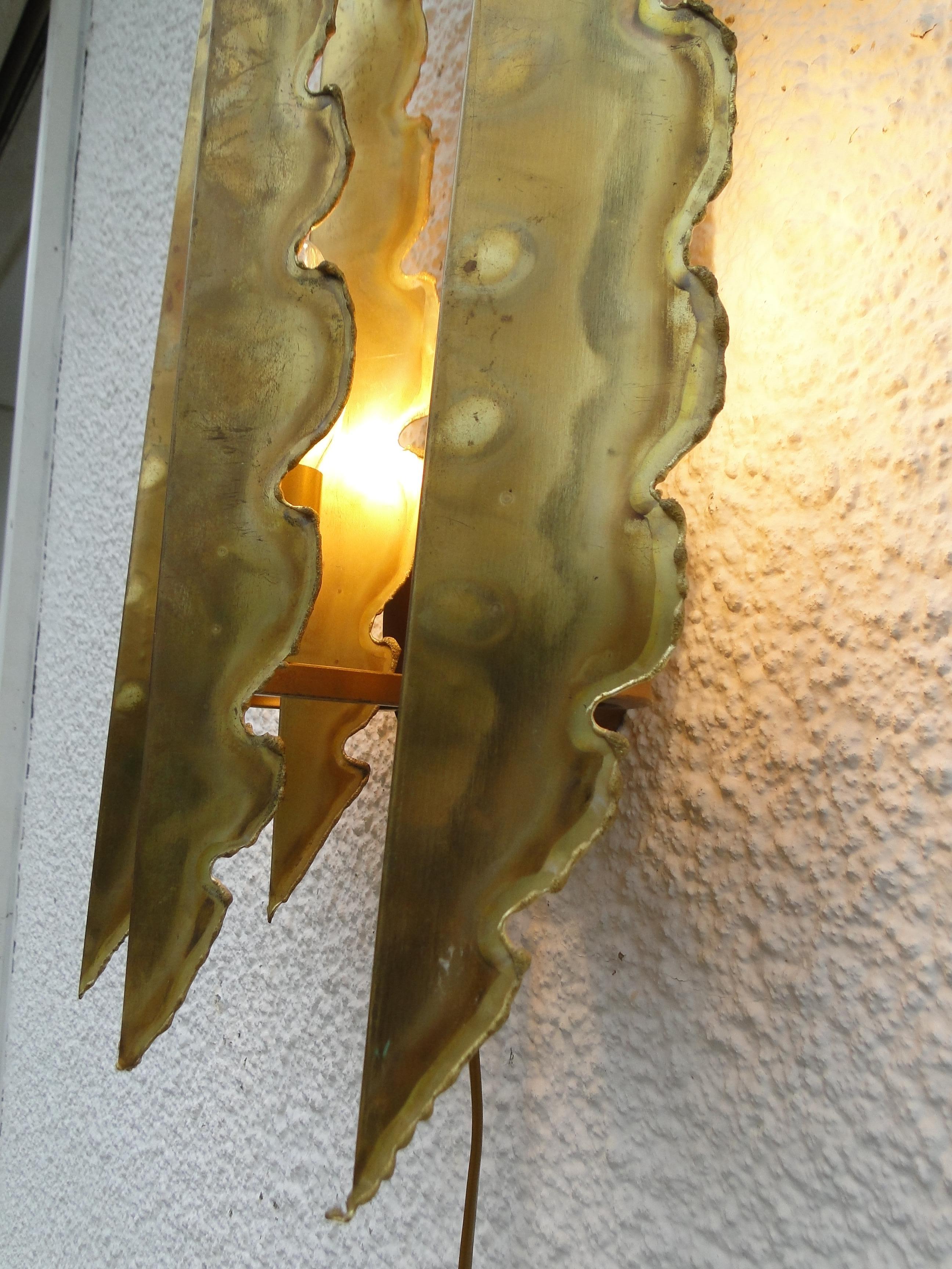 Large Brass Wall Lamp by Svend Aage Holm Sorensen 1960 Denmark  For Sale 1