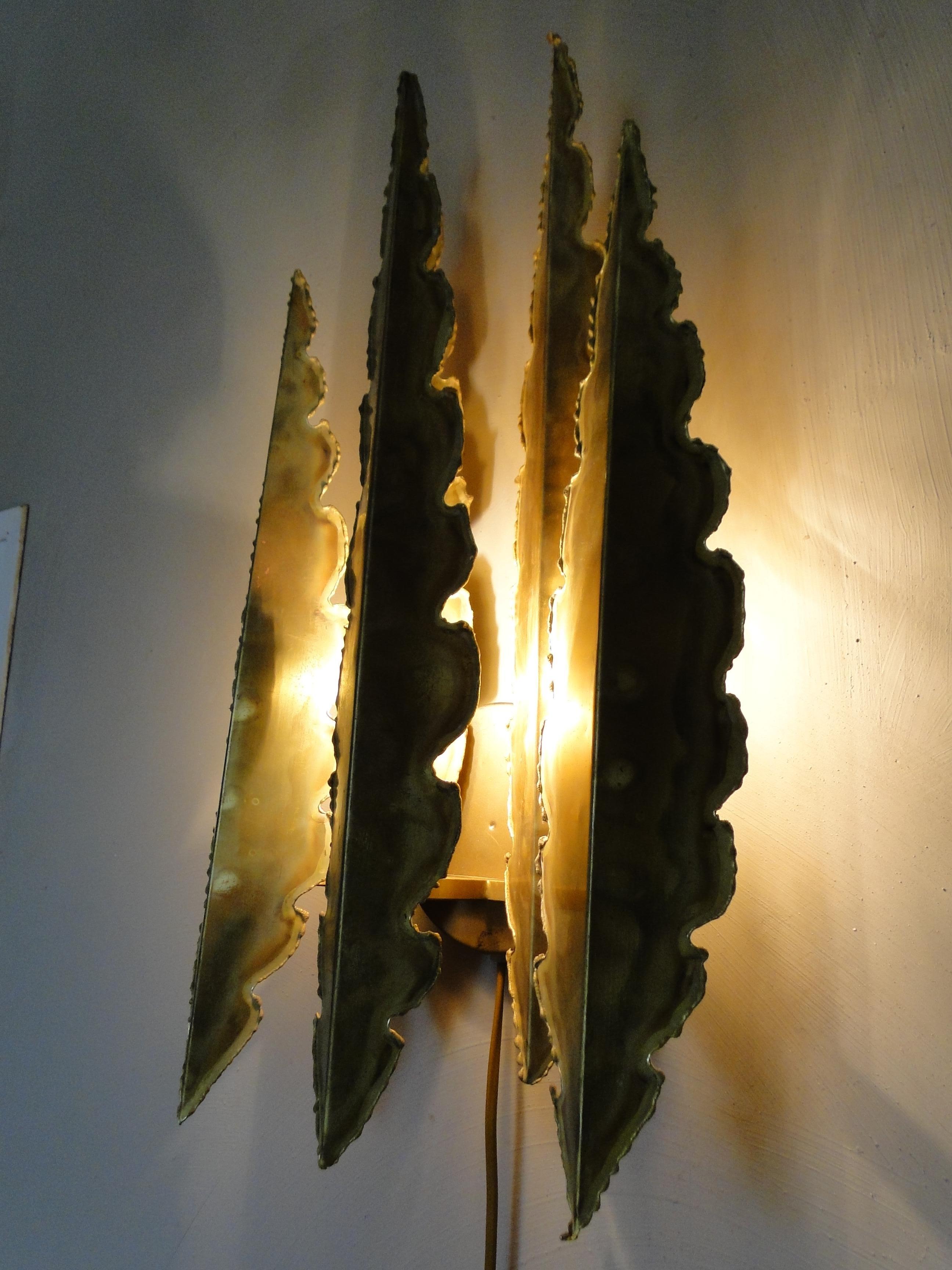 Large Brass Wall Lamp by Svend Aage Holm Sorensen 1960 Denmark  For Sale 3