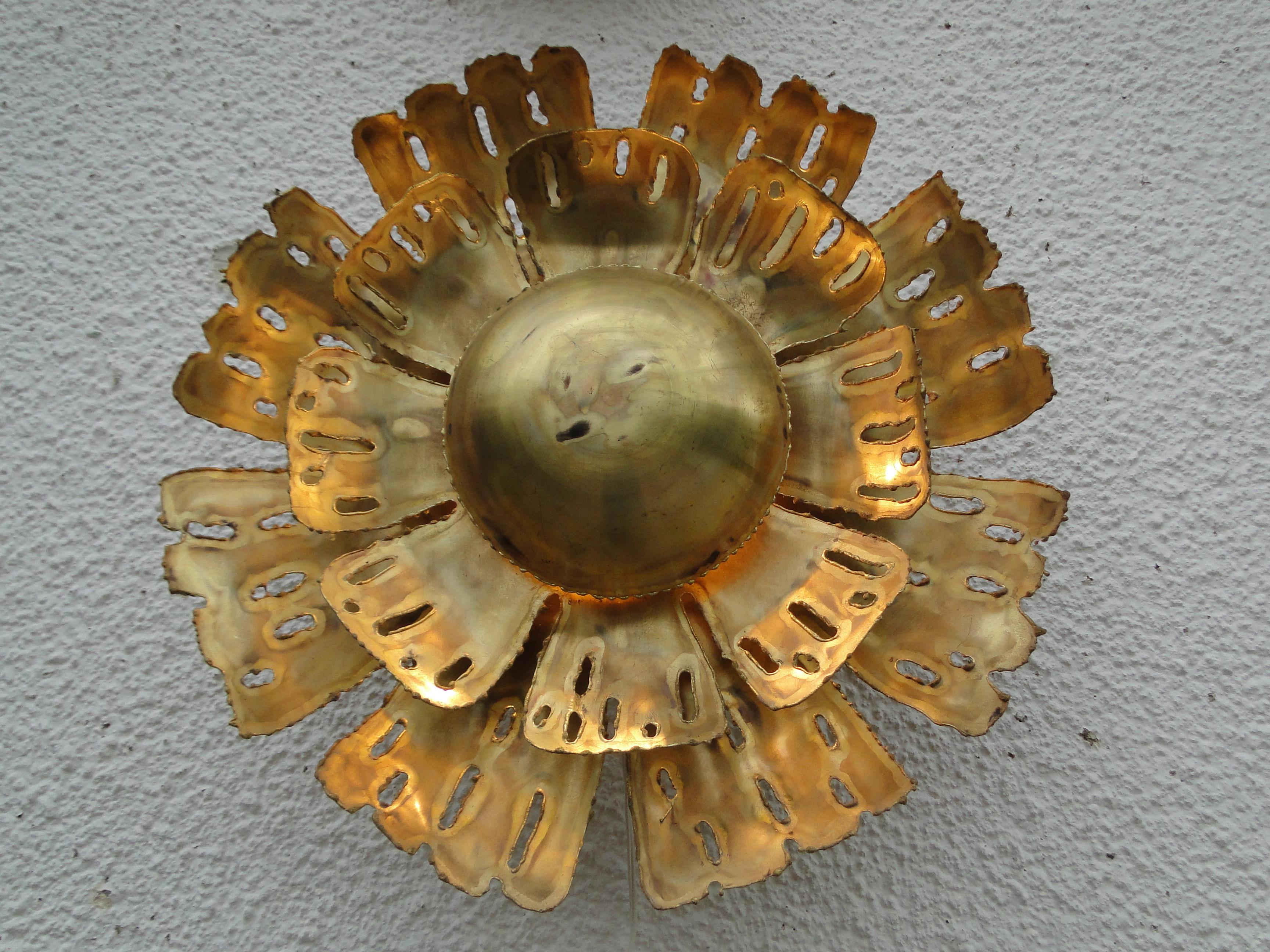 Large Brass Wall Lamp by Svend Aage Holm Sorensen 1960 Denmark For Sale 4