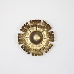 Large Brass Wall Lamp by Svend Aage Holm Sorensen, 1960s, Denmark