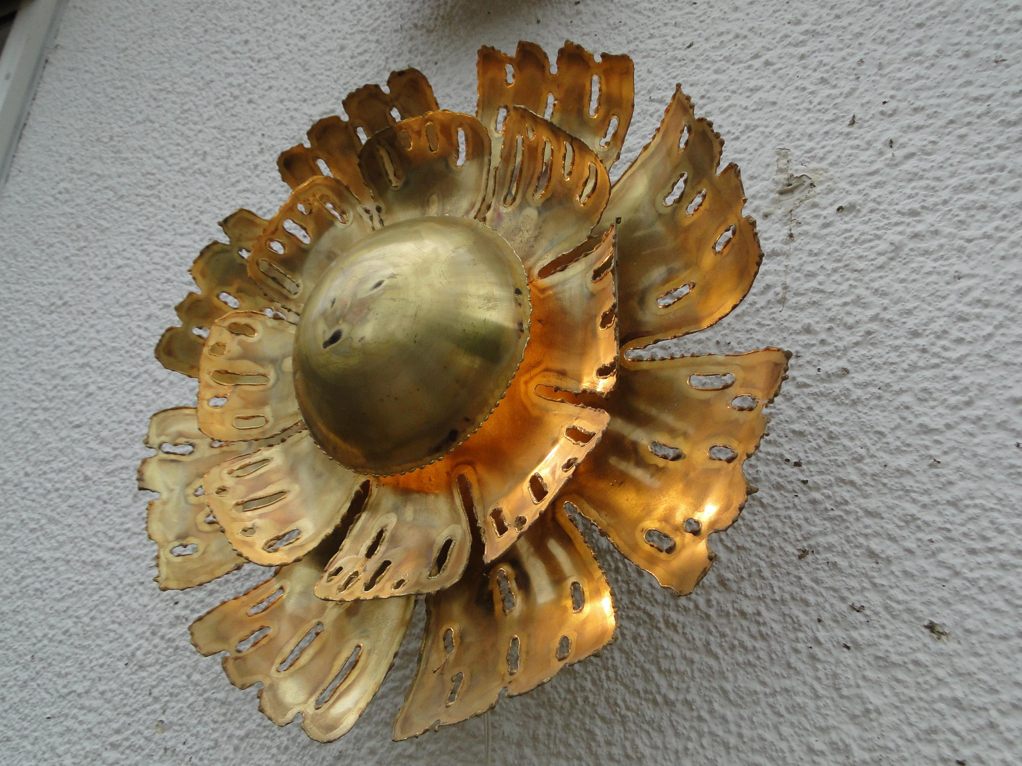 Mid-Century Modern Large Brass Wall Lamp by Svend Aage Holm Sorensen 1960 Denmark For Sale