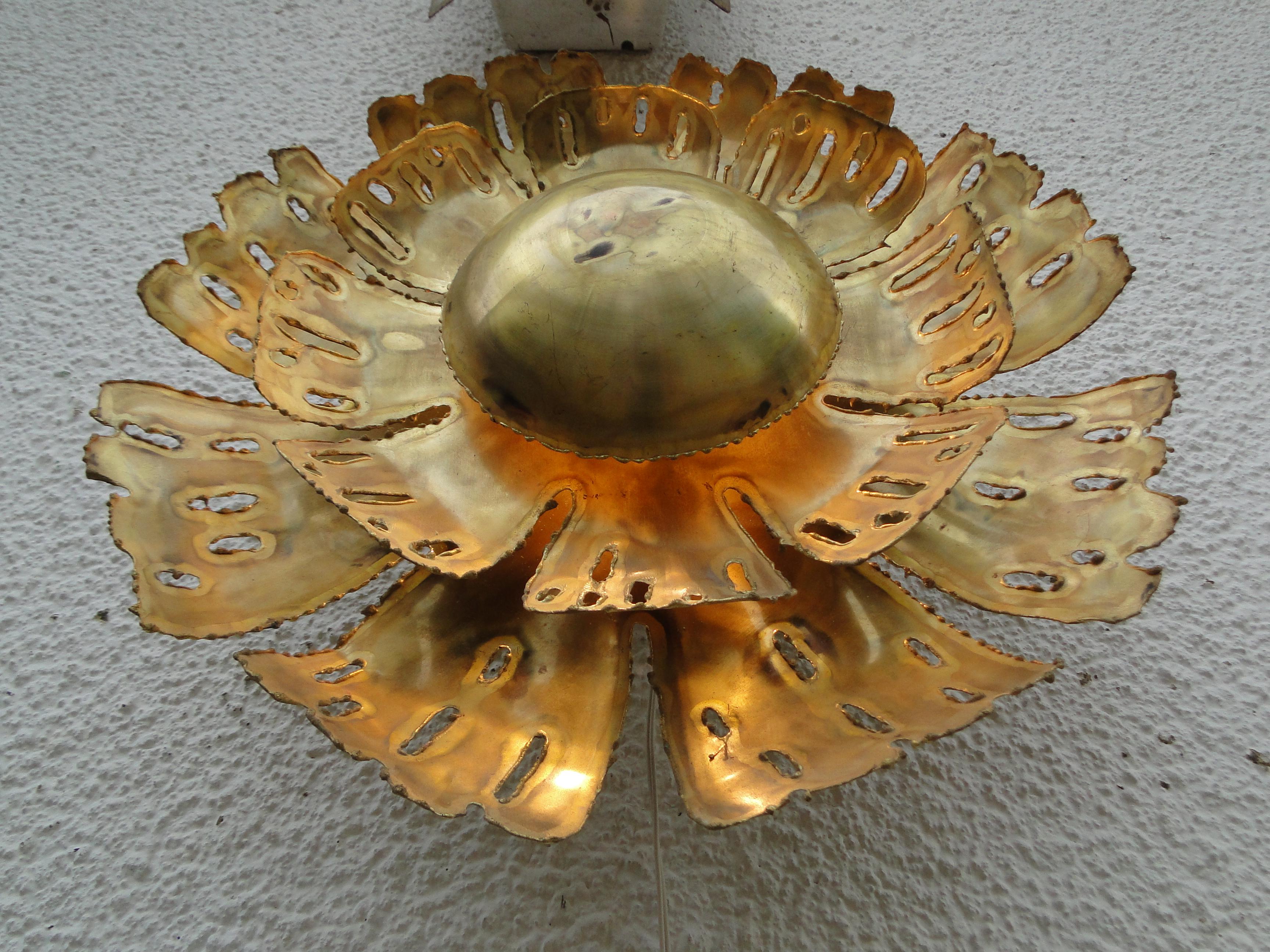 Large Brass Wall Lamp by Svend Aage Holm Sorensen 1960 Denmark In Good Condition For Sale In Lège Cap Ferret, FR