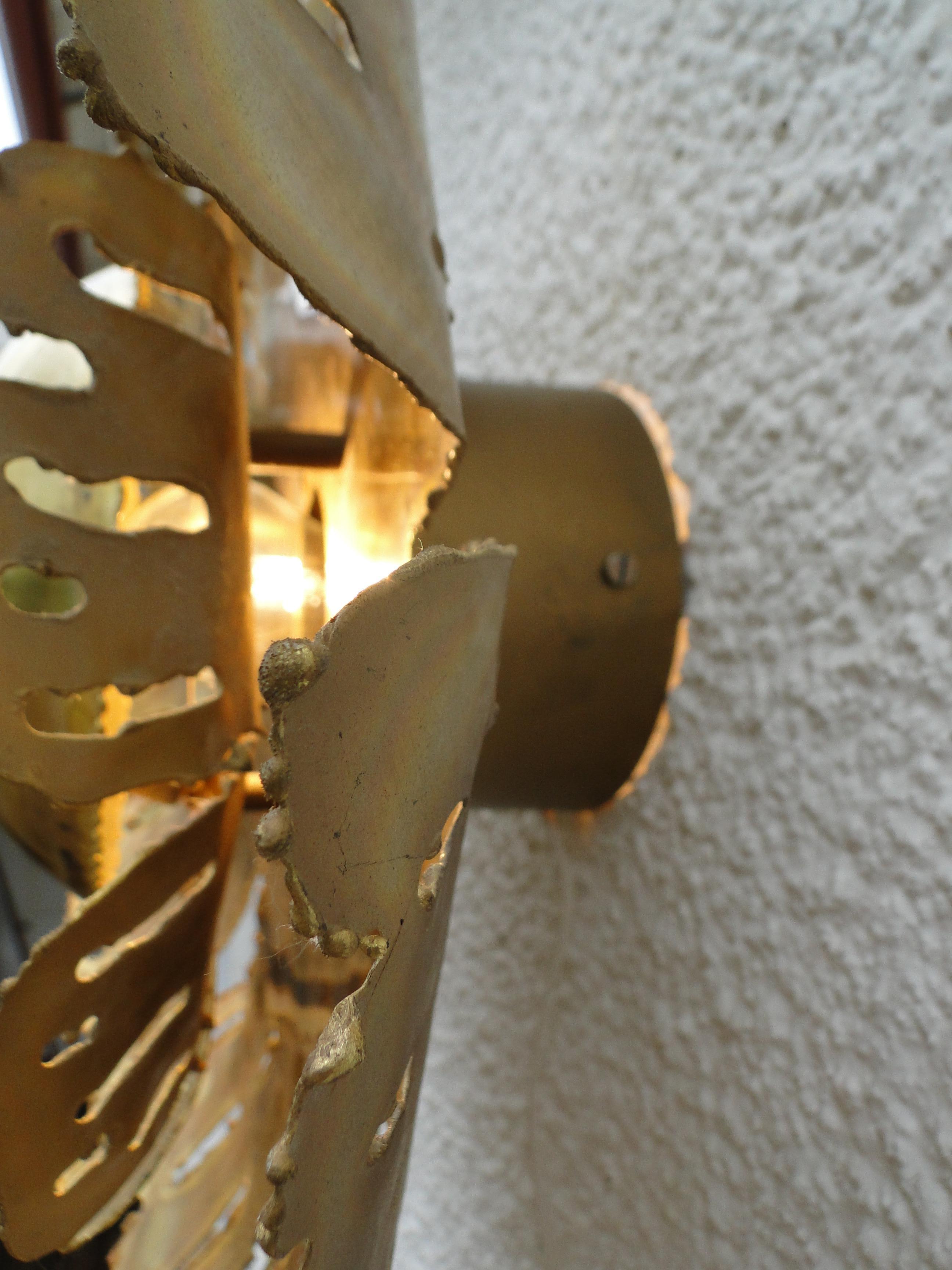 Large Brass Wall Lamp by Svend Aage Holm Sorensen 1960 Denmark For Sale 1
