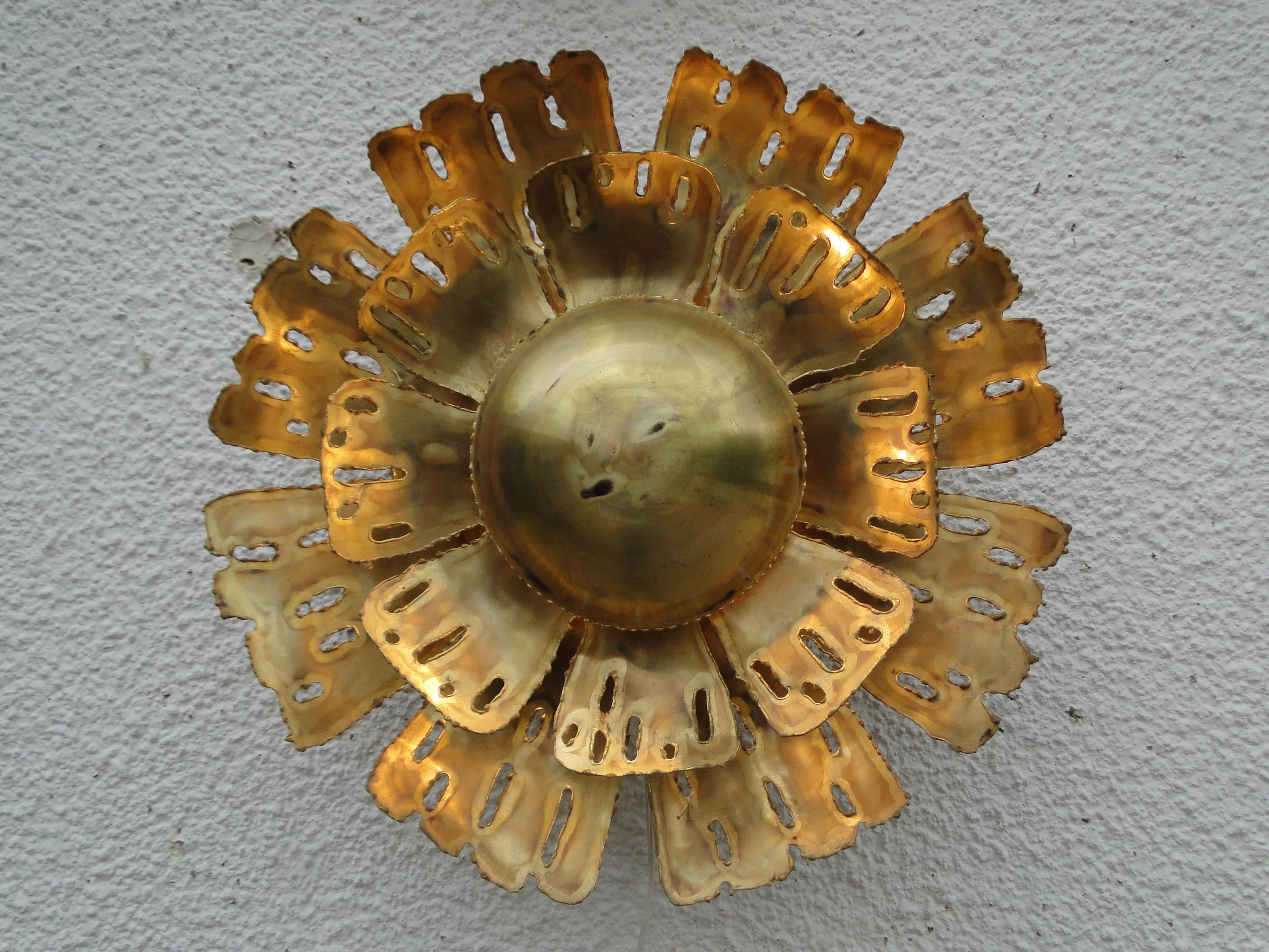 Large Brass Wall Lamp by Svend Aage Holm Sorensen 1960 Denmark For Sale 2