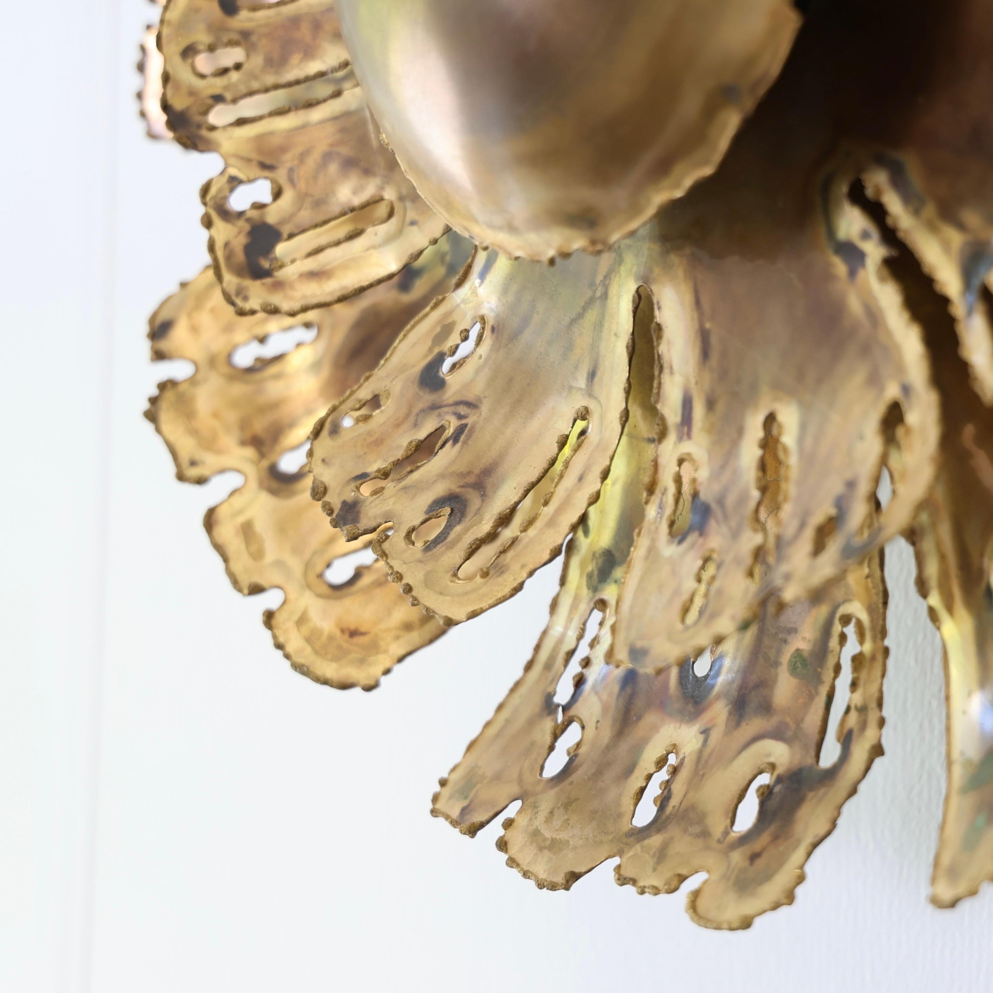 Large Brass Wall Lamp by Svend Aage Holm Sorensen, 1960s, Denmark For Sale 1