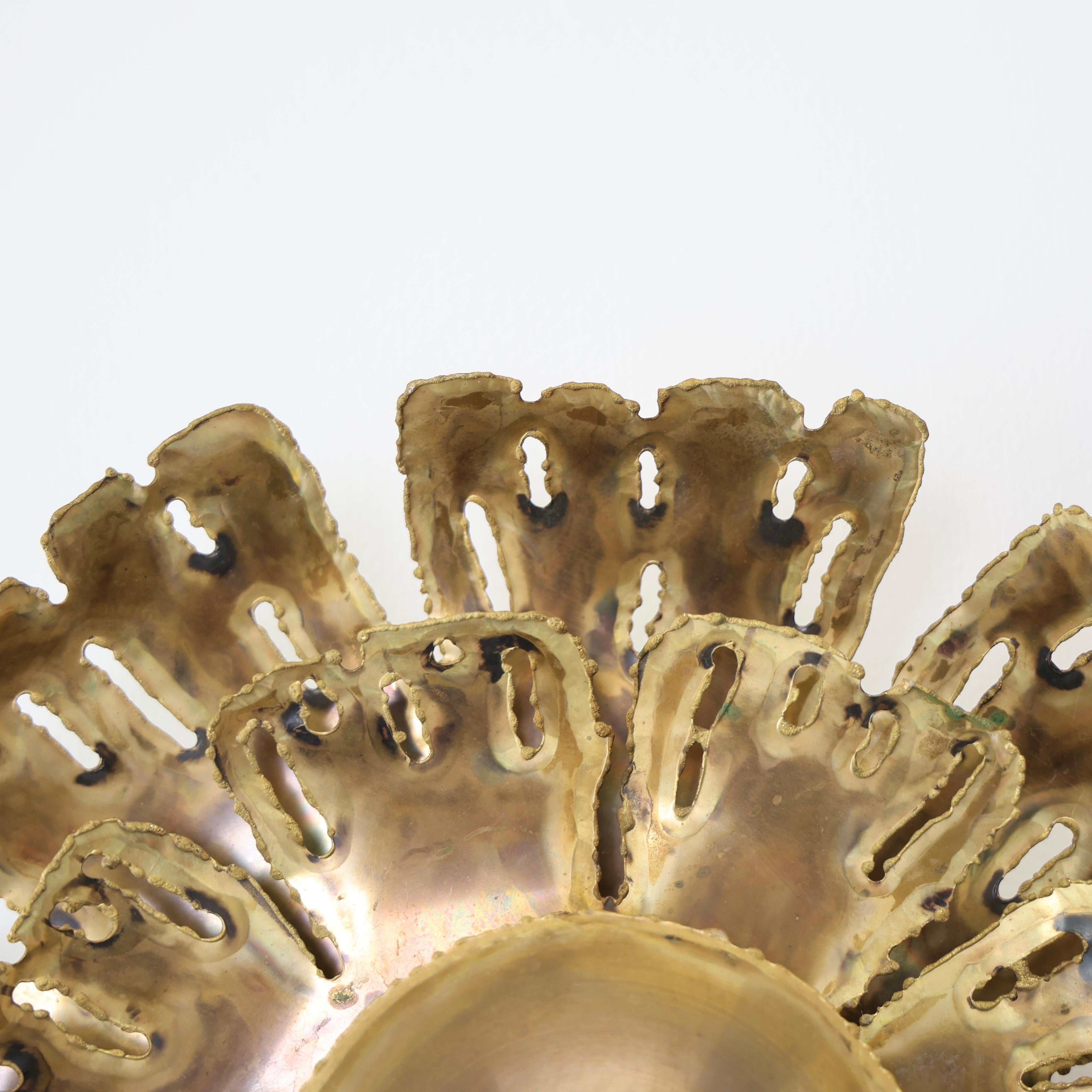 Large Brass Wall Lamp by Svend Aage Holm Sorensen, 1960s, Denmark For Sale 2