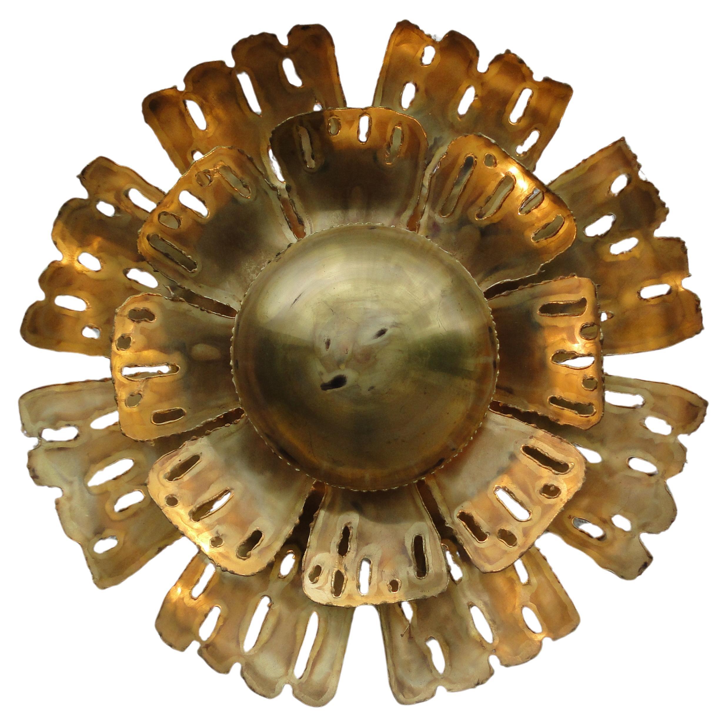 Large Brass Wall Lamp by Svend Aage Holm Sorensen 1960 Denmark For Sale