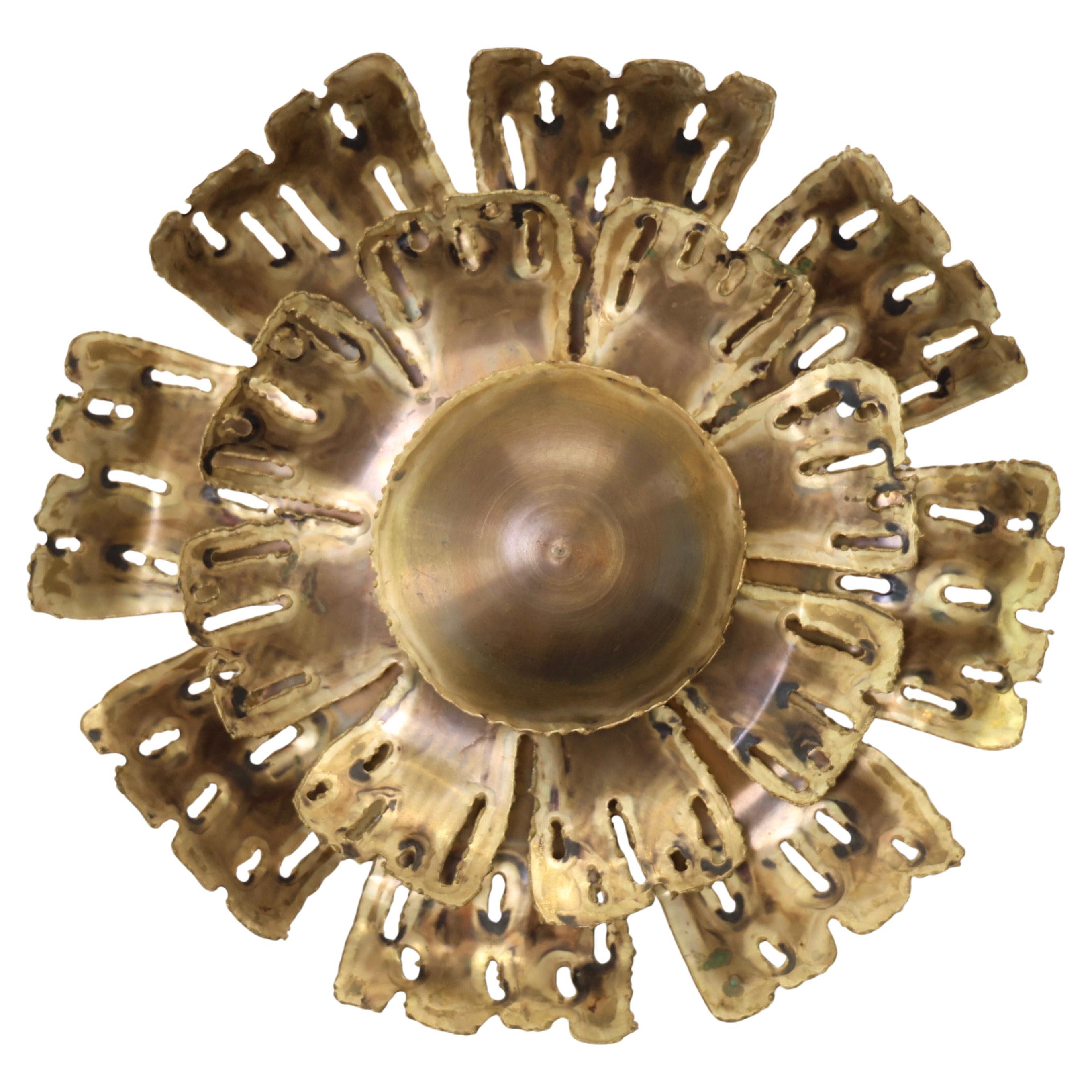 Large Brass Wall Lamp by Svend Aage Holm Sorensen, 1960s, Denmark