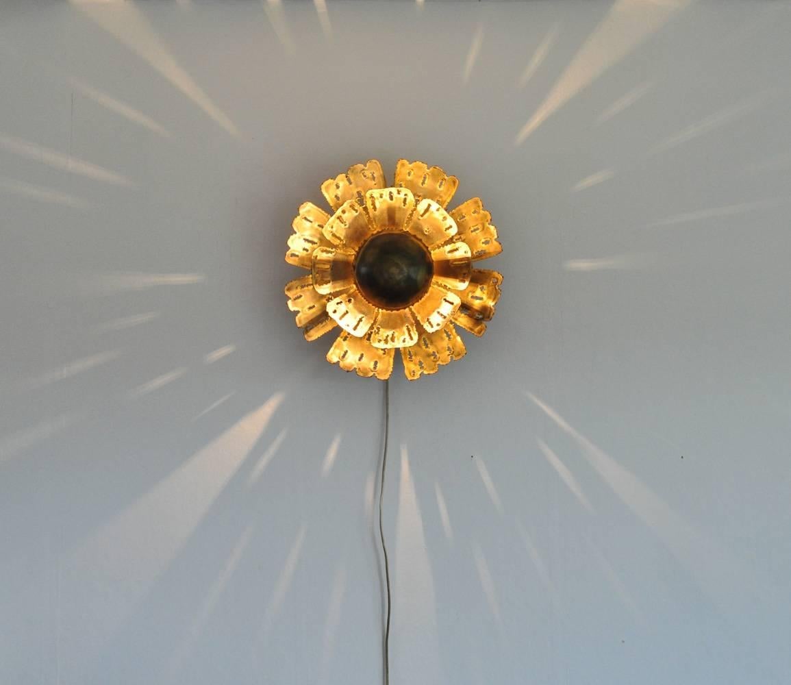 Danish Large Brass Wall Lamp by Svend Aage Holm Sørensen, the 1960s in Denmark