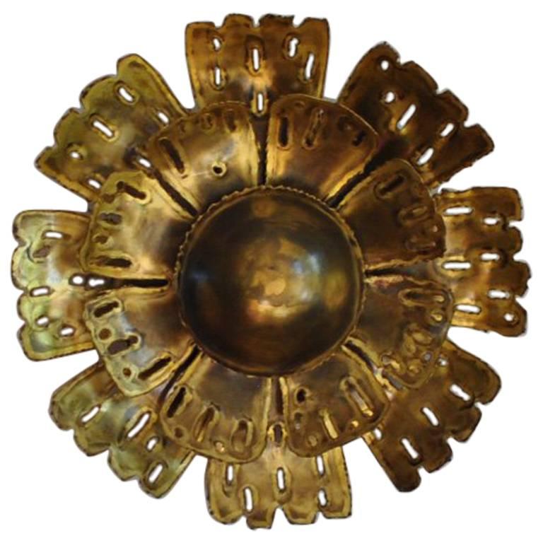 Large Brass Wall Lamp by Svend Aage Holm Sørensen, the 1960s in Denmark