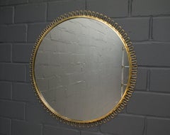 Large Brass Wall Mirror by Josef Frank Mirror for Svenskt Tenn, Sweden, 1950s