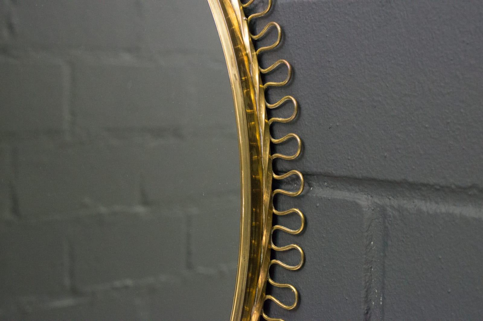 Large Brass Wall Mirror by Josef Frank Mirror for Svenskt Tenn, Sweden, 1950s In Good Condition In Nürnberg, Bayern
