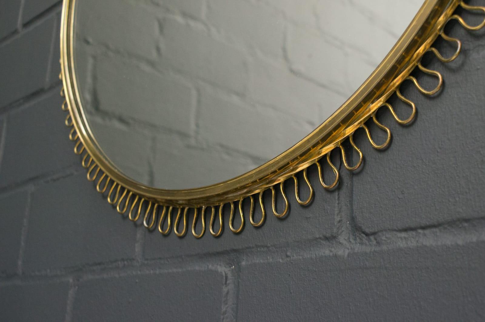 Large Brass Wall Mirror by Josef Frank Mirror for Svenskt Tenn, Sweden, 1950s 1