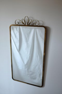 Large Brass Wall Mirror by Ystad Metall