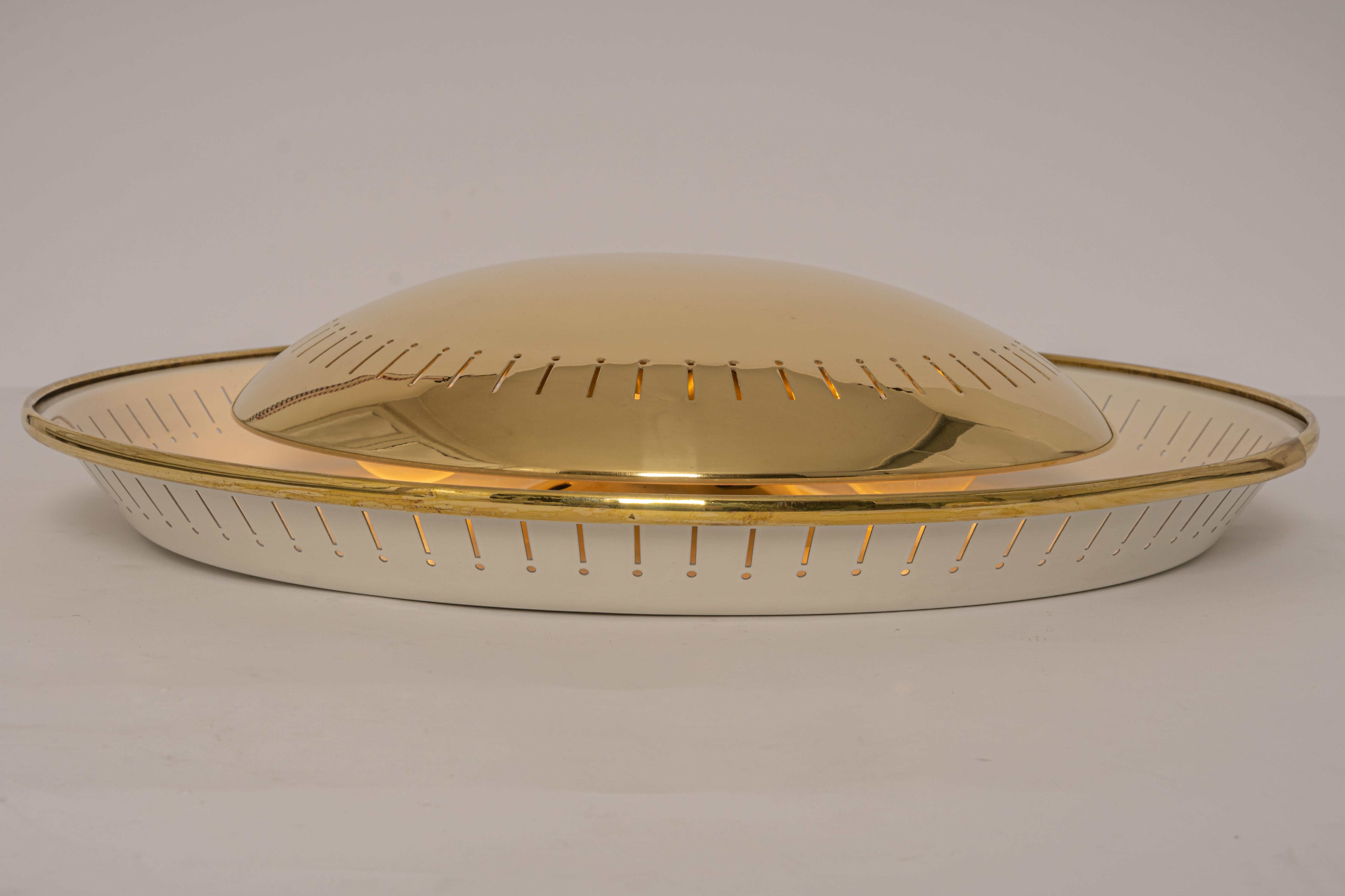 Mid-Century Modern Large Brass Wall or Ceiling Light Designed by Igel by Hillebrand, Germany, 1960s