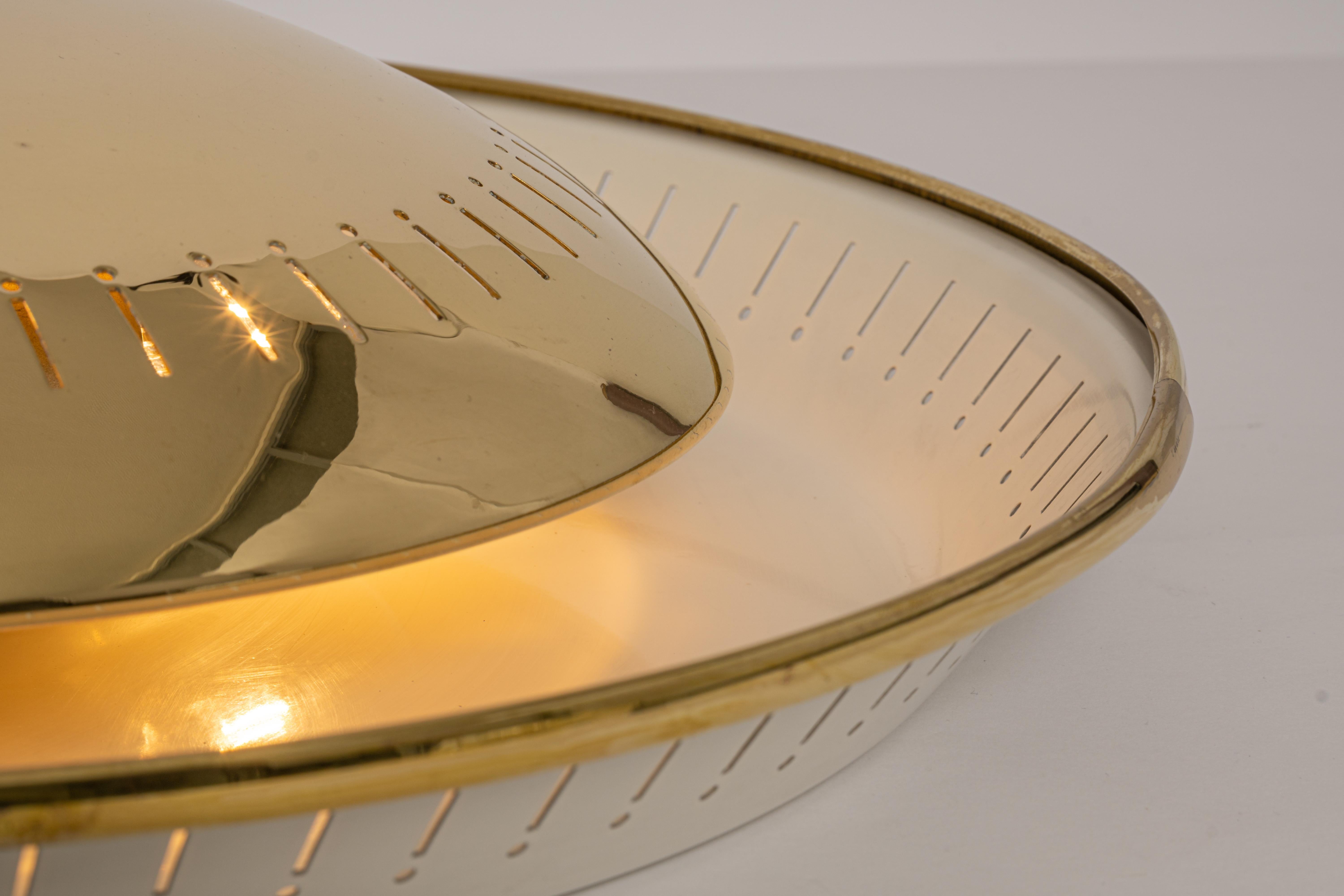 Glass Large Brass Wall or Ceiling Light Designed by Igel by Hillebrand, Germany, 1960s