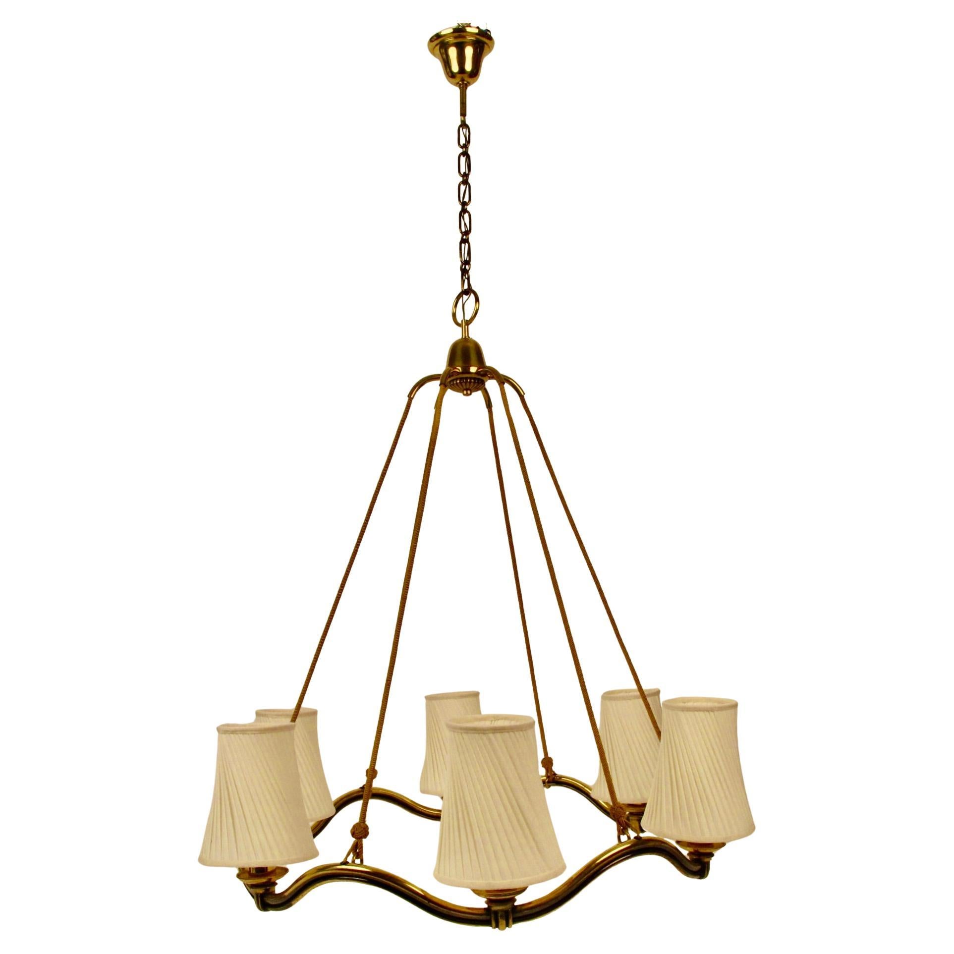 Large Brass Wave Chandilier designed by  Hugo Gorge, from the 1950's, Austria