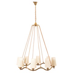 Large Brass Wave-Ring Chandelier by Hugo Gorge