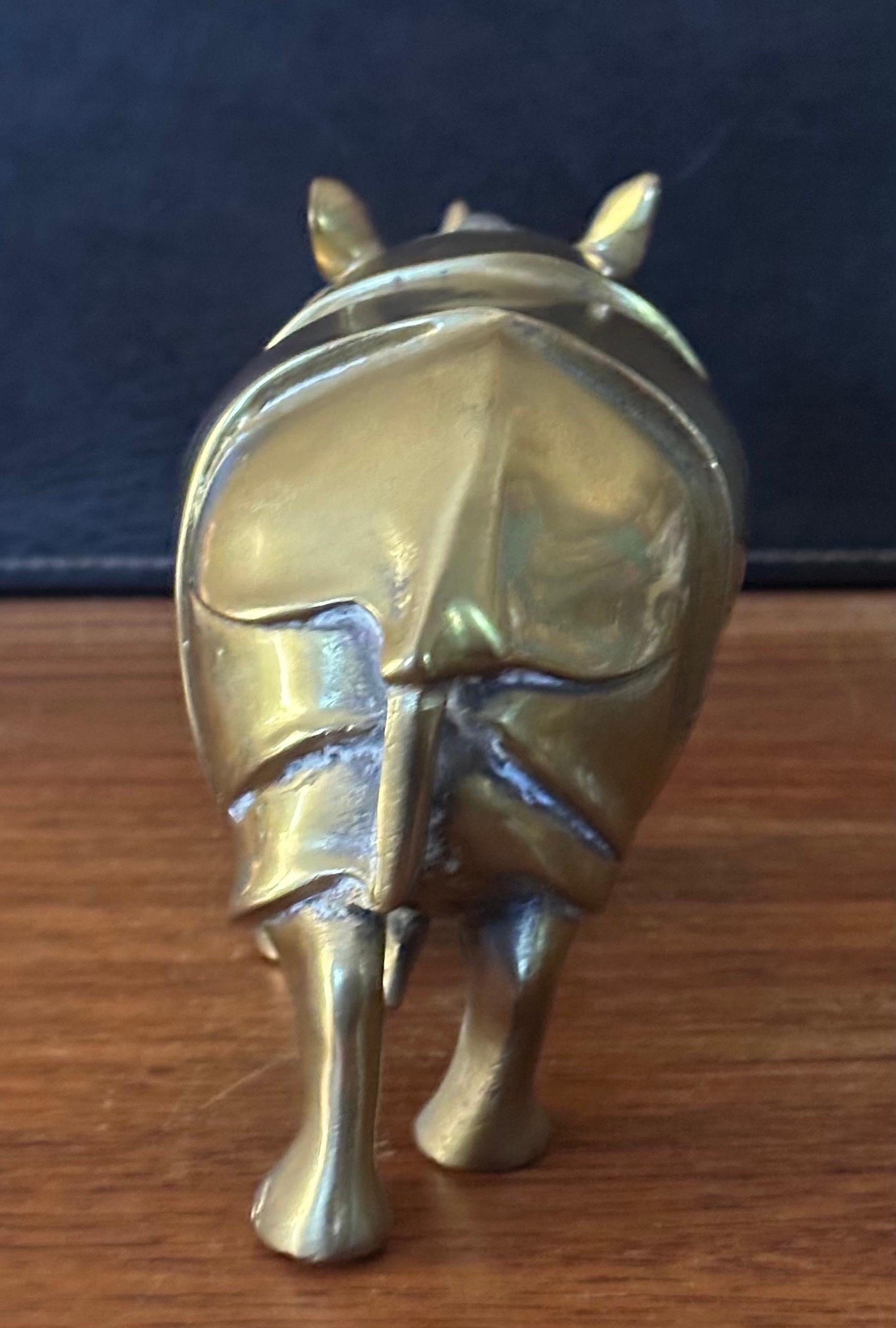 Large Brass White Rhino / Rhinoceros Sculpture 4
