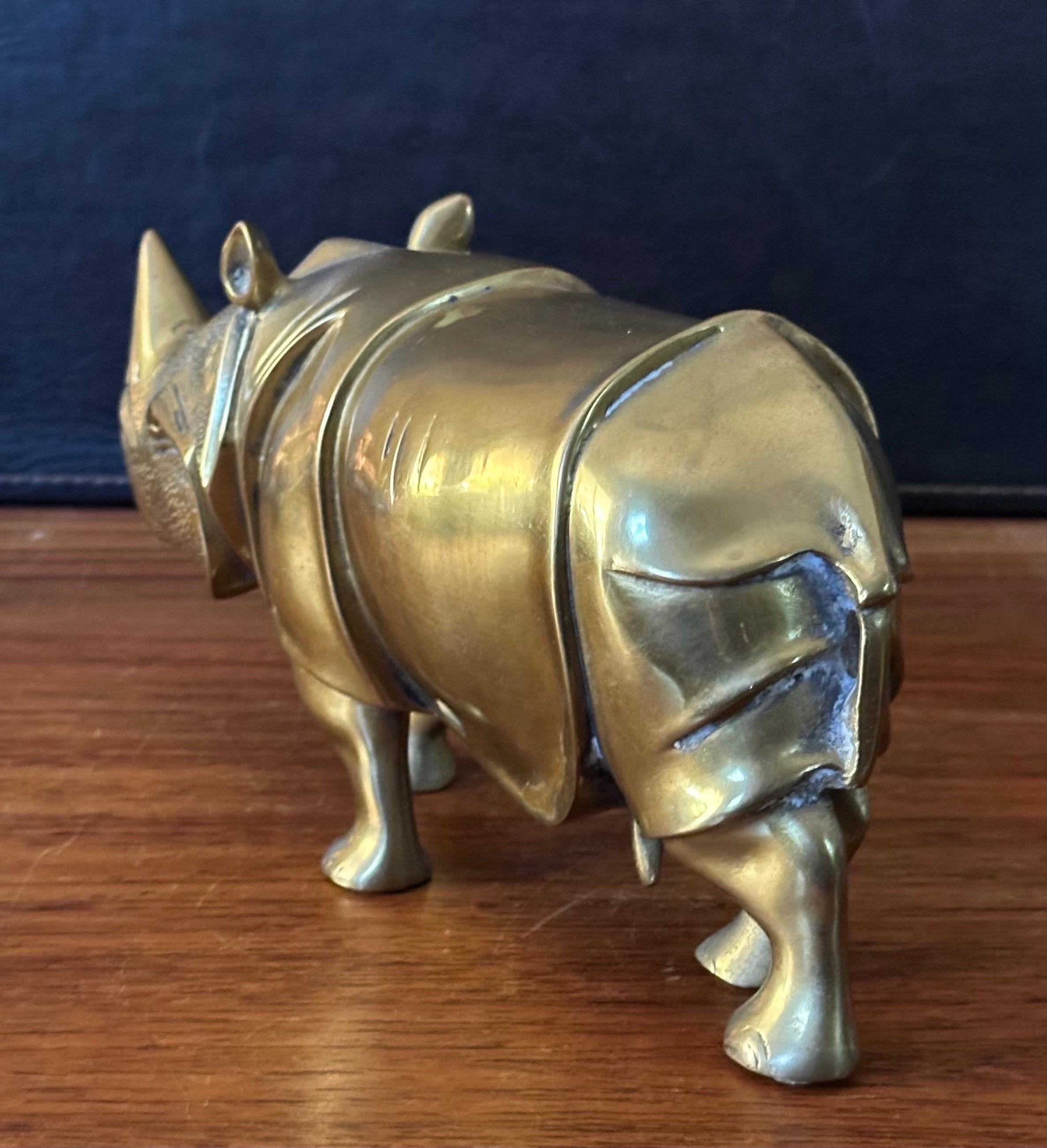 Large Brass White Rhino / Rhinoceros Sculpture 5