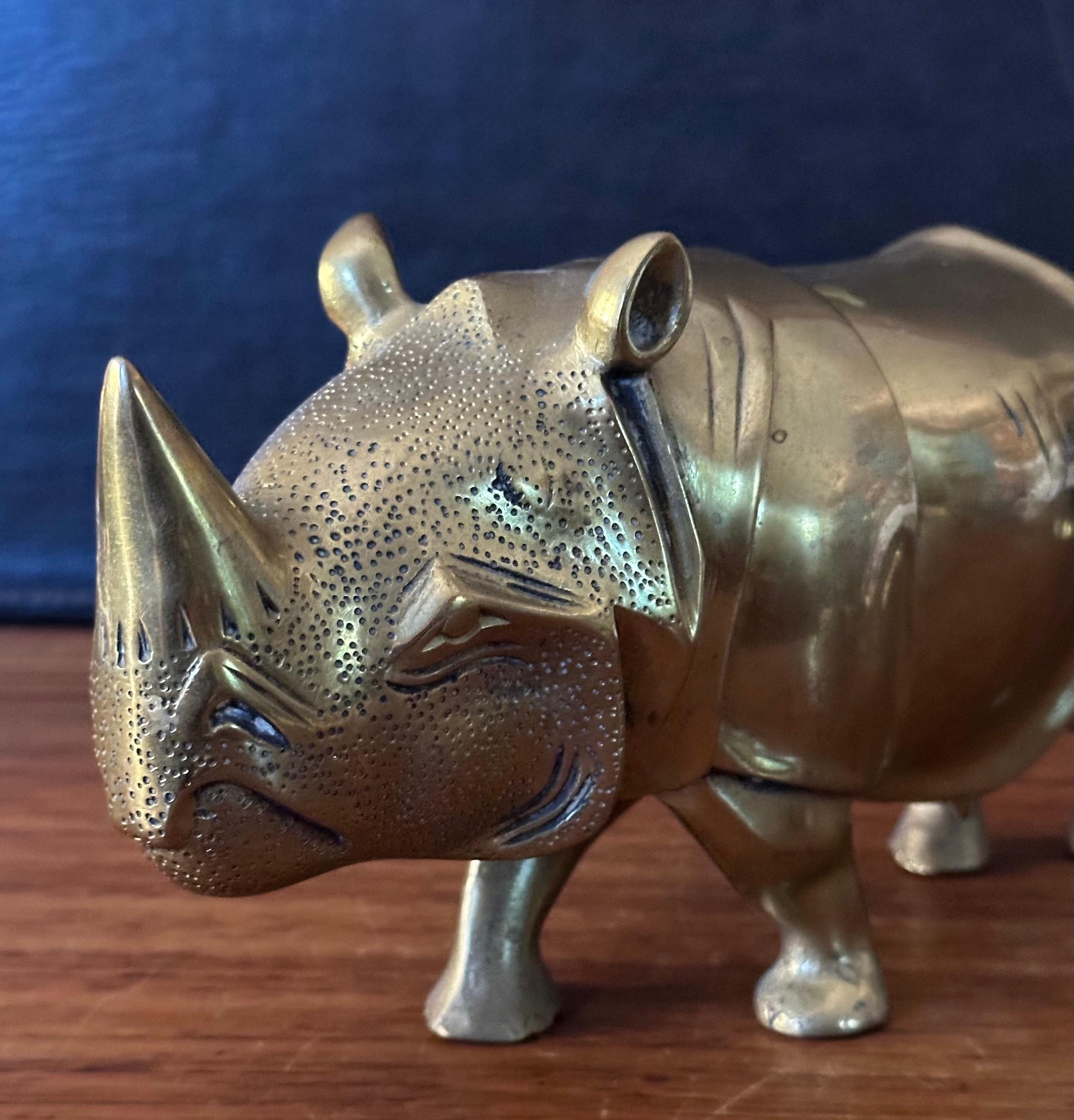 Large Brass White Rhino / Rhinoceros Sculpture 6
