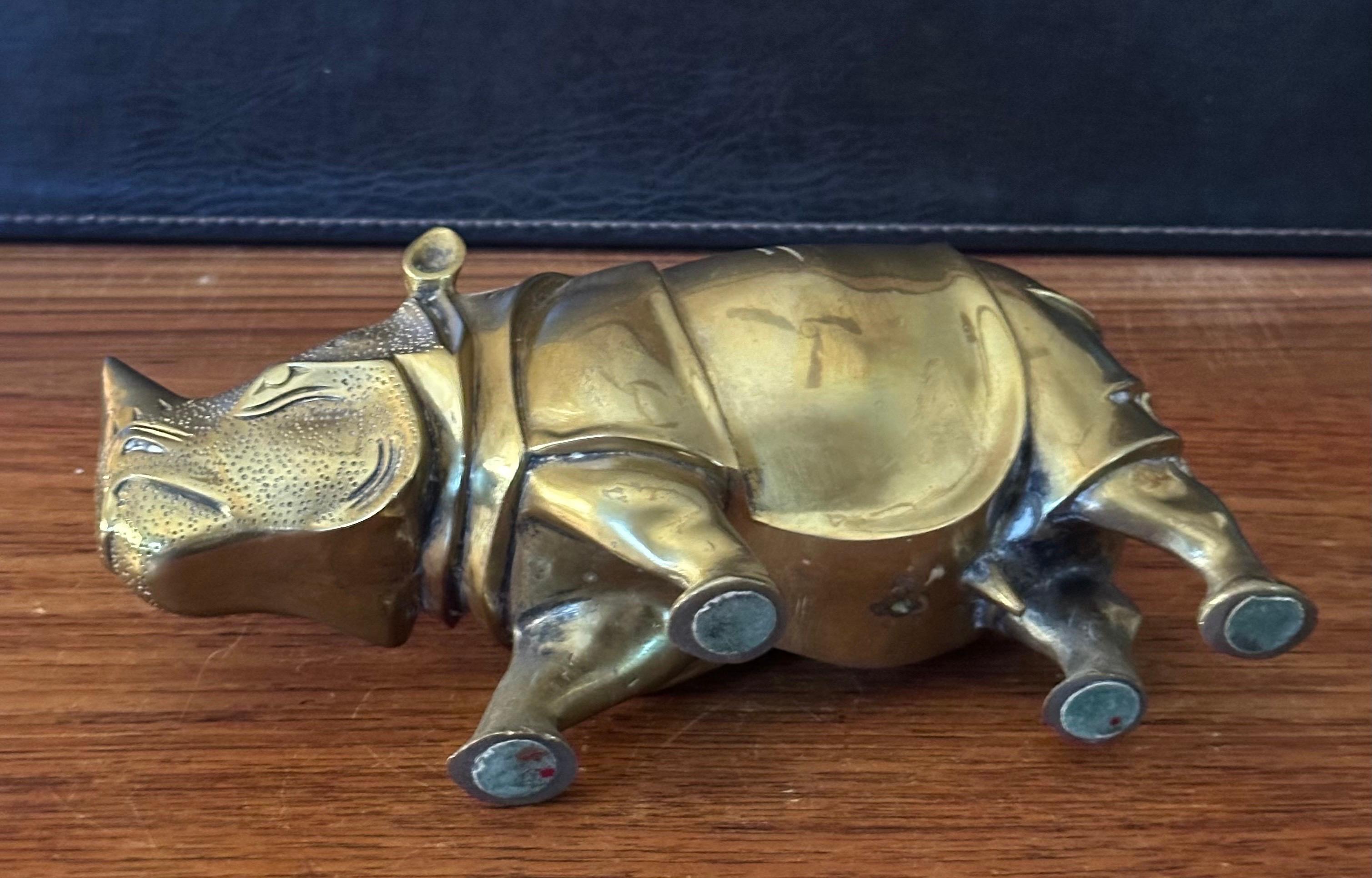 Large Brass White Rhino / Rhinoceros Sculpture 8