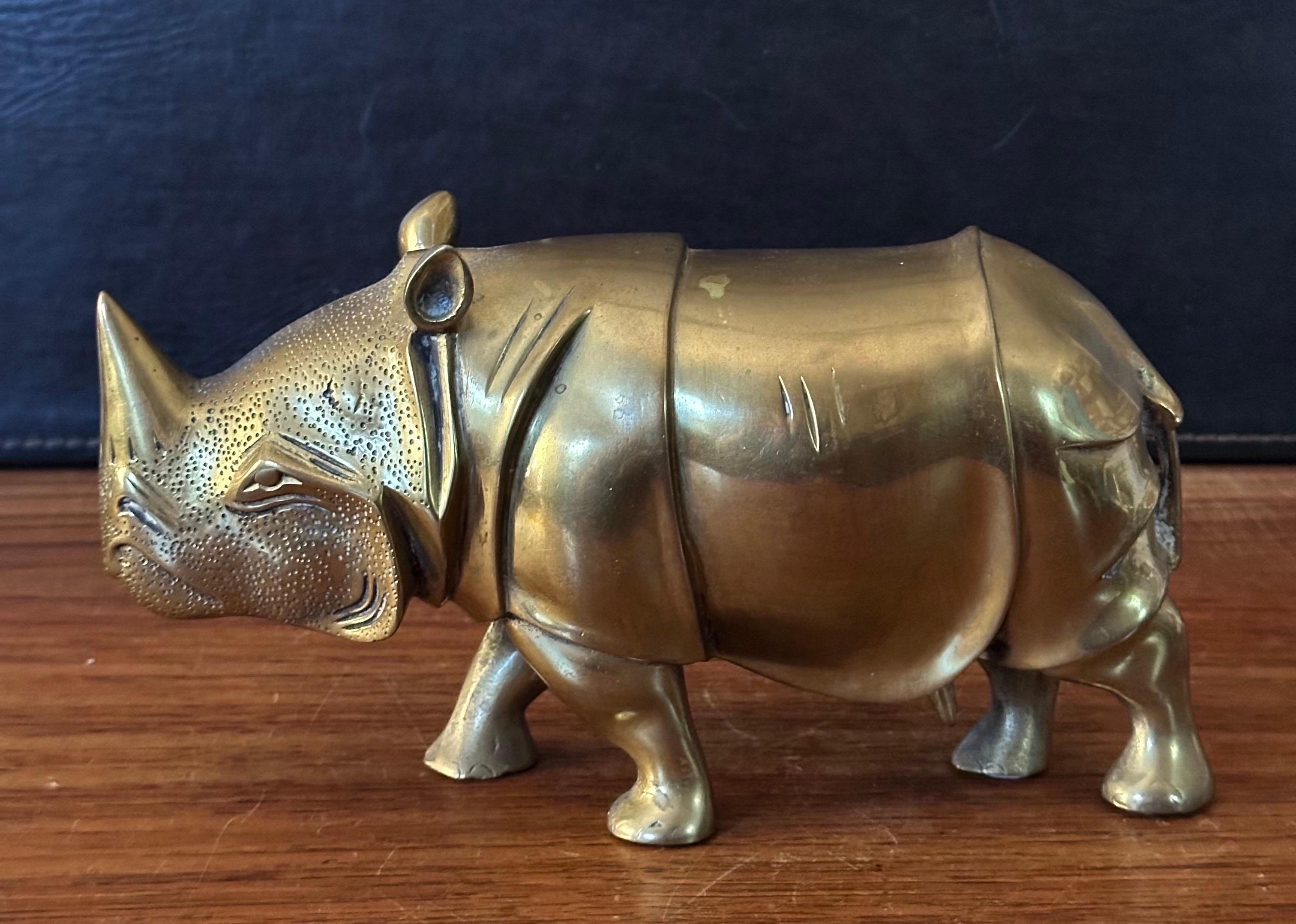 Large Brass White Rhino / Rhinoceros Sculpture 2