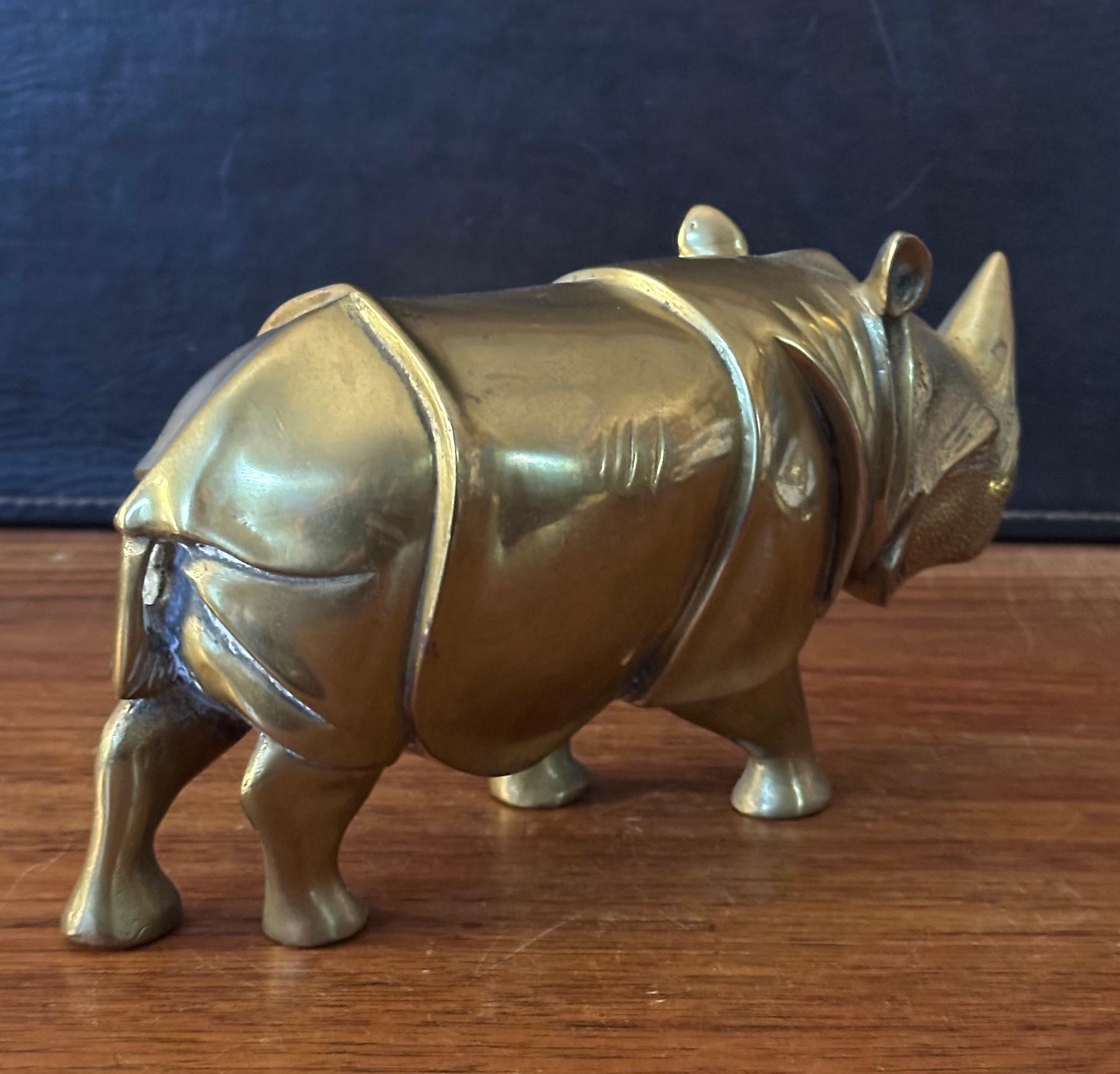 Large Brass White Rhino / Rhinoceros Sculpture 3