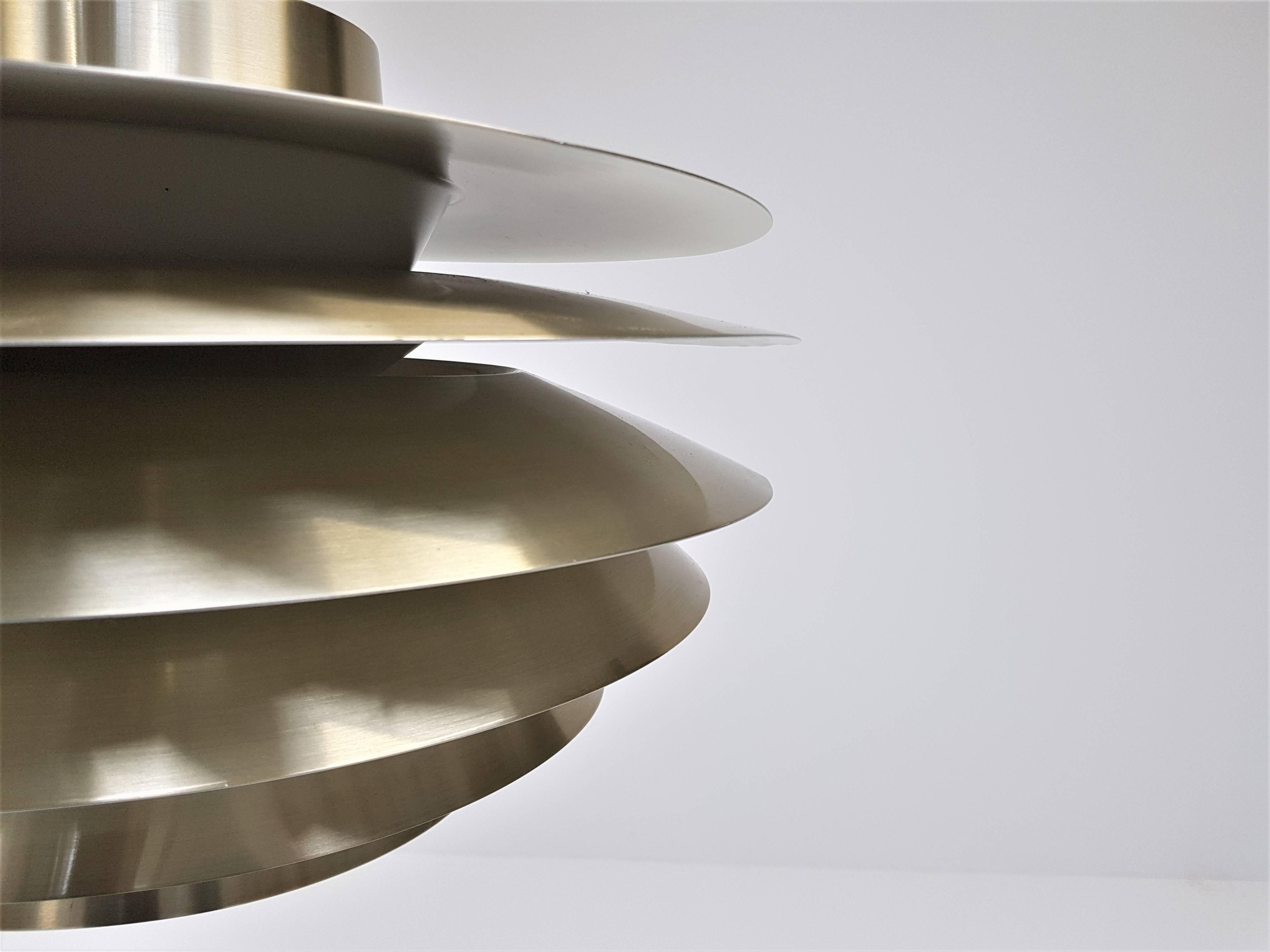 Large Brassed Svend Middelboe Verona Pendant Light Produced by Nordisk Solar 3