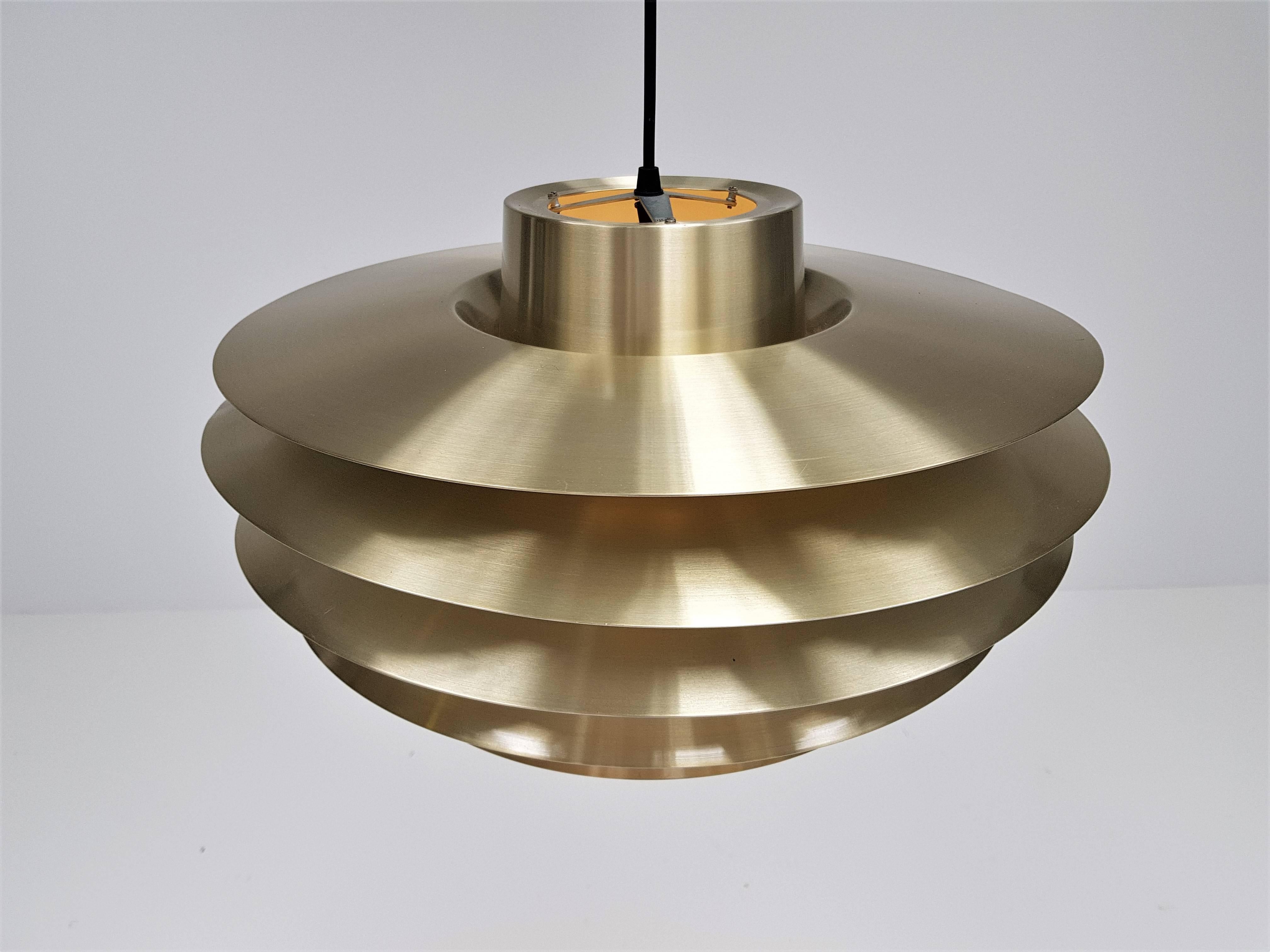 Danish Large Brassed Svend Middelboe Verona Pendant Light Produced by Nordisk Solar