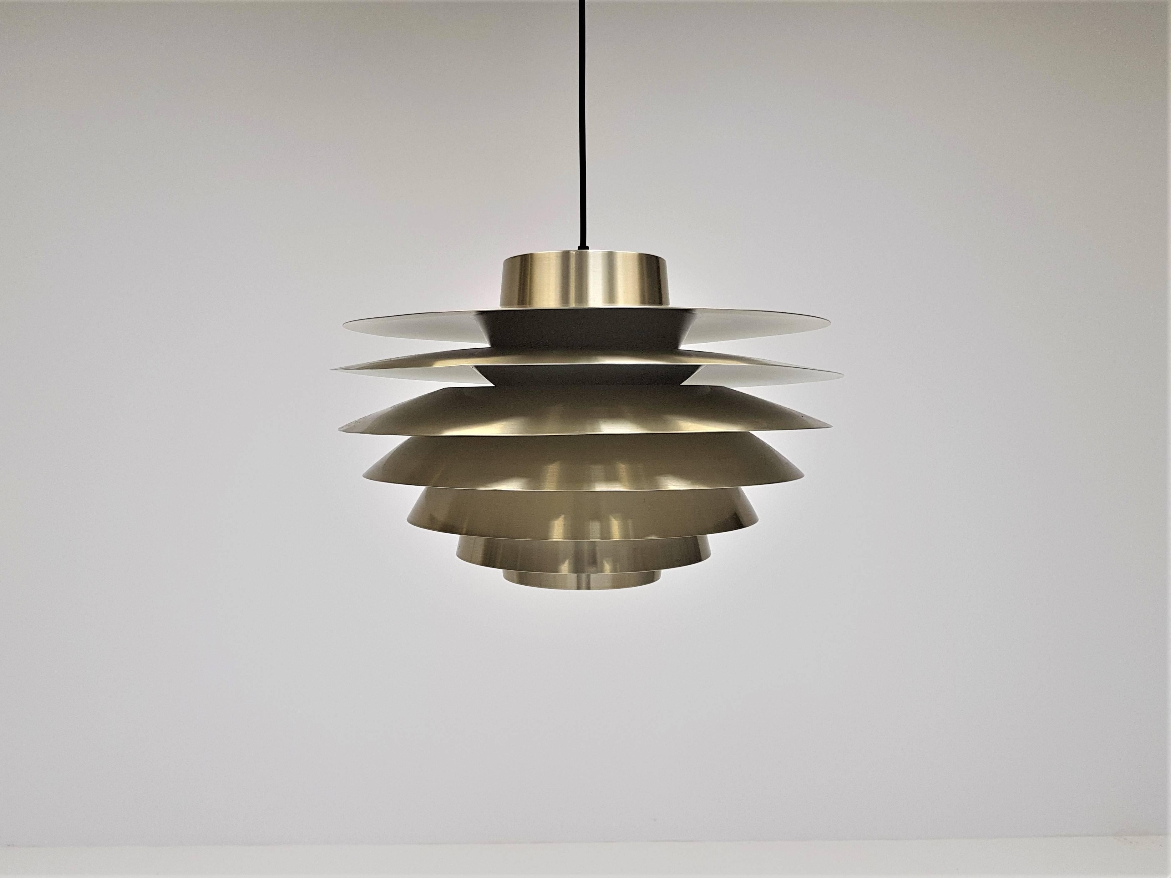 Large Brassed Svend Middelboe Verona Pendant Light Produced by Nordisk Solar 1