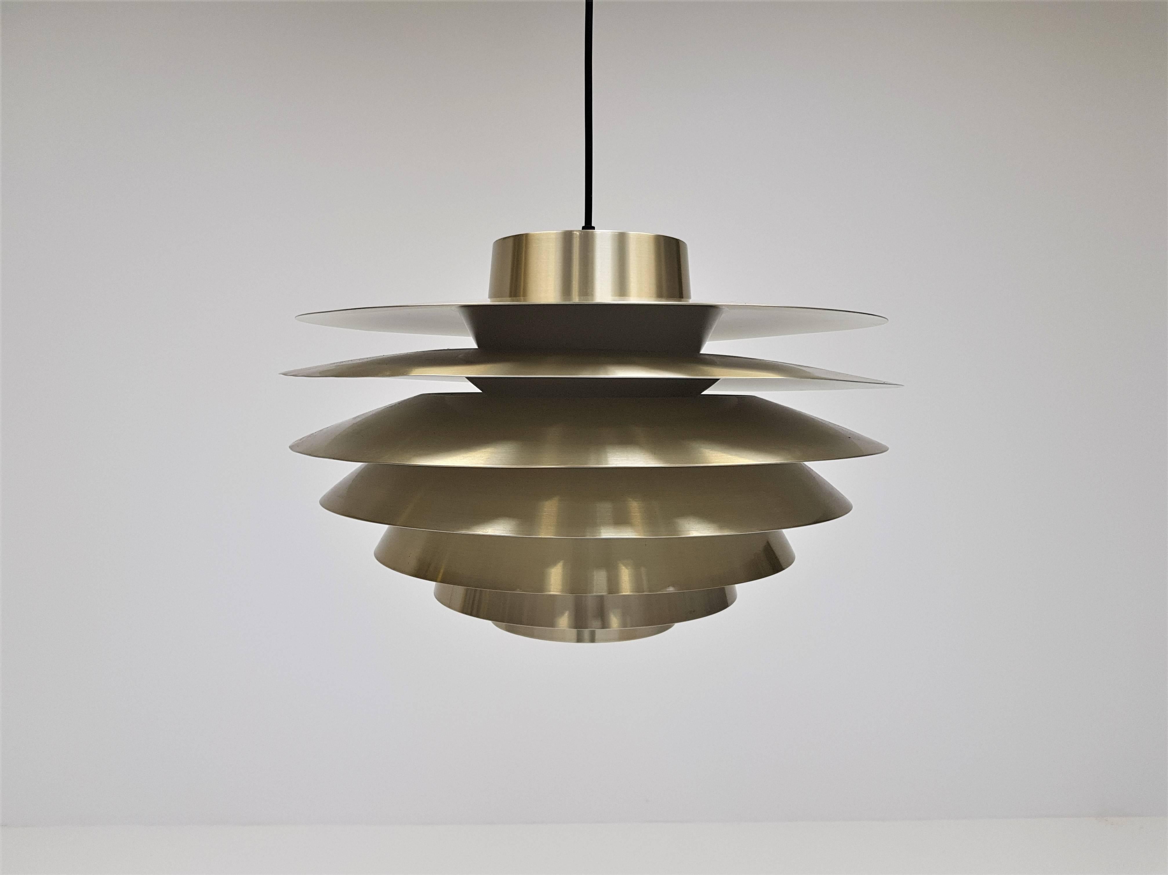 Large Brassed Svend Middelboe Verona Pendant Light Produced by Nordisk Solar 2