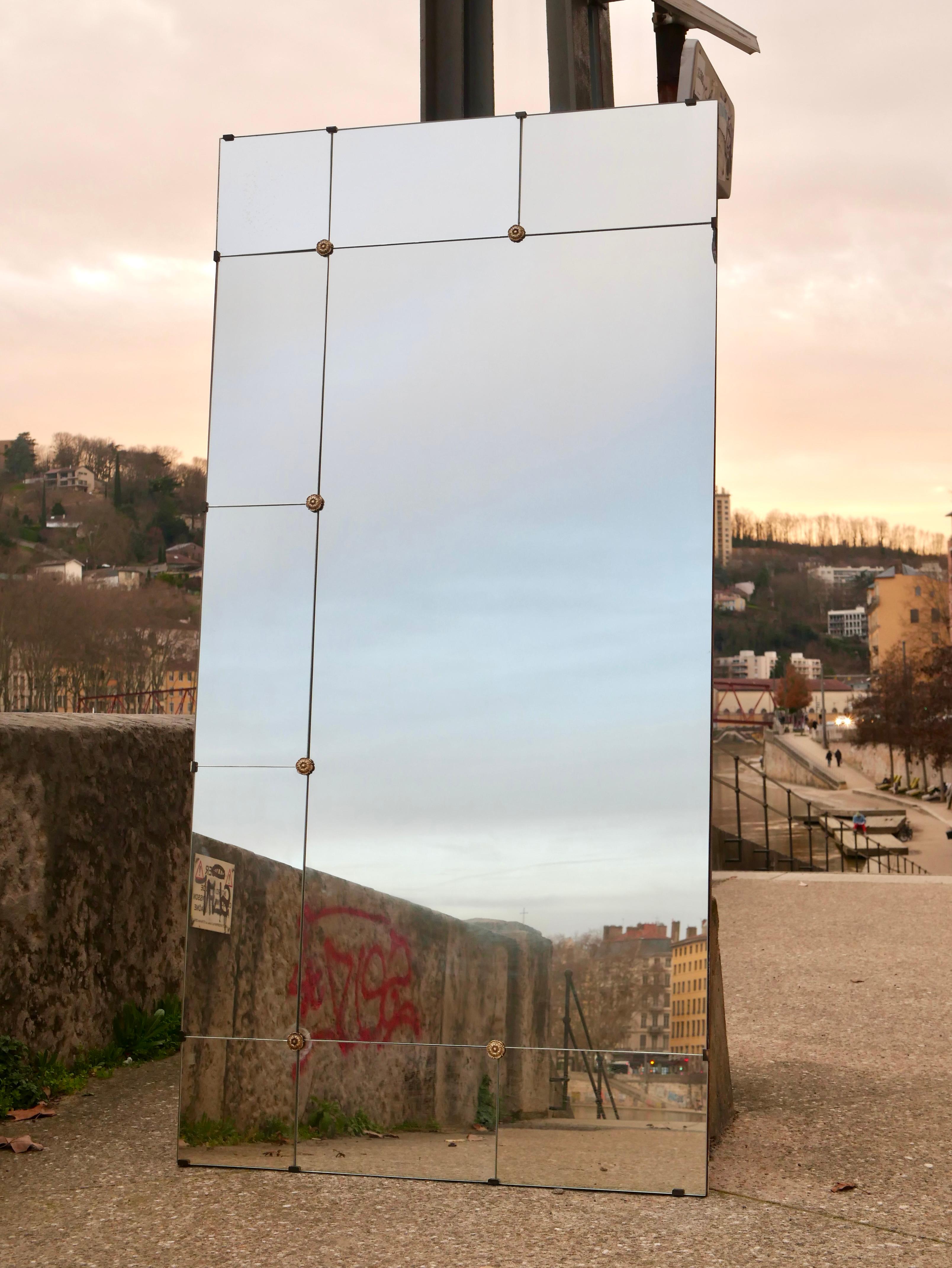 French Large brasserie style mirror from France, 1970s