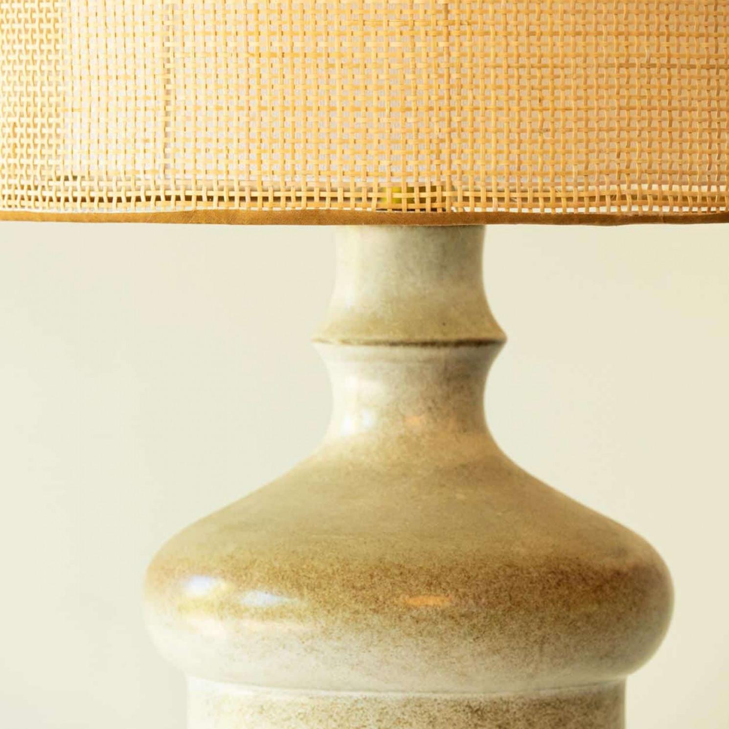 Grande lampe de bureau Braun en céramique beige, nouvel abat-jour à double épaisseur de R. Houben en vente 5