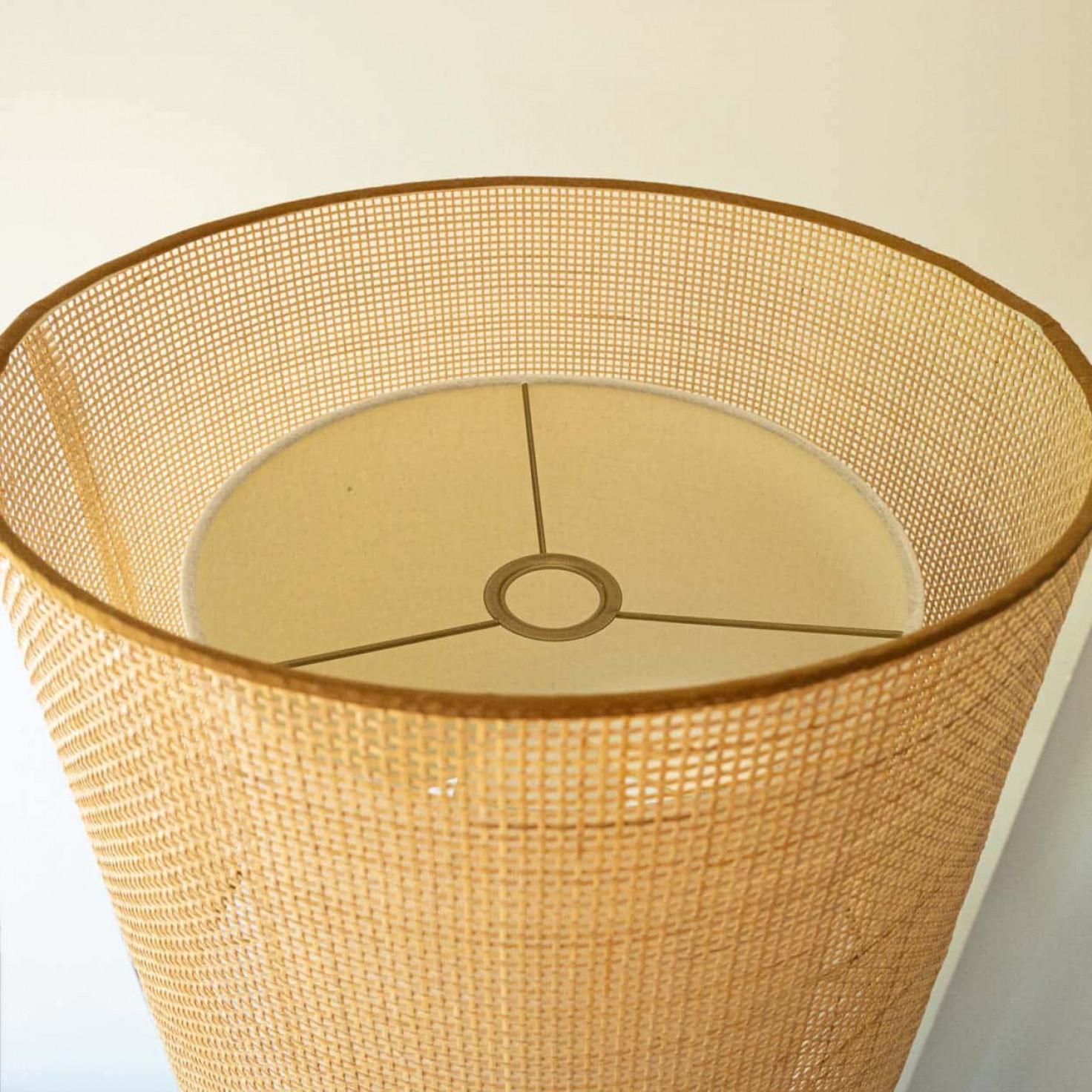 Grande lampe de bureau Braun en céramique beige, nouvel abat-jour à double épaisseur de R. Houben Bon état - En vente à Rijssen, NL