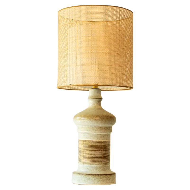 Grande lampe de bureau Braun en céramique beige, nouvel abat-jour à double épaisseur de R. Houben en vente
