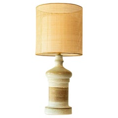 Grande lampe de bureau Braun en céramique beige, nouvel abat-jour à double épaisseur de R. Houben