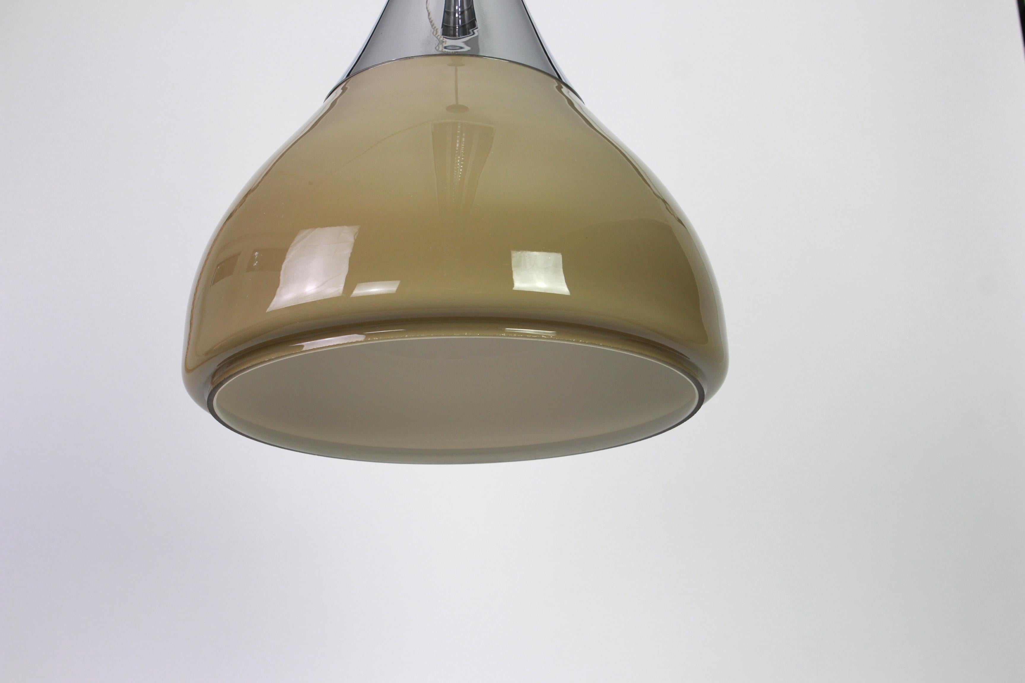 Large Braun Opaline Glass Pendant by Limburg, Germany, 1970s In Good Condition For Sale In Aachen, NRW