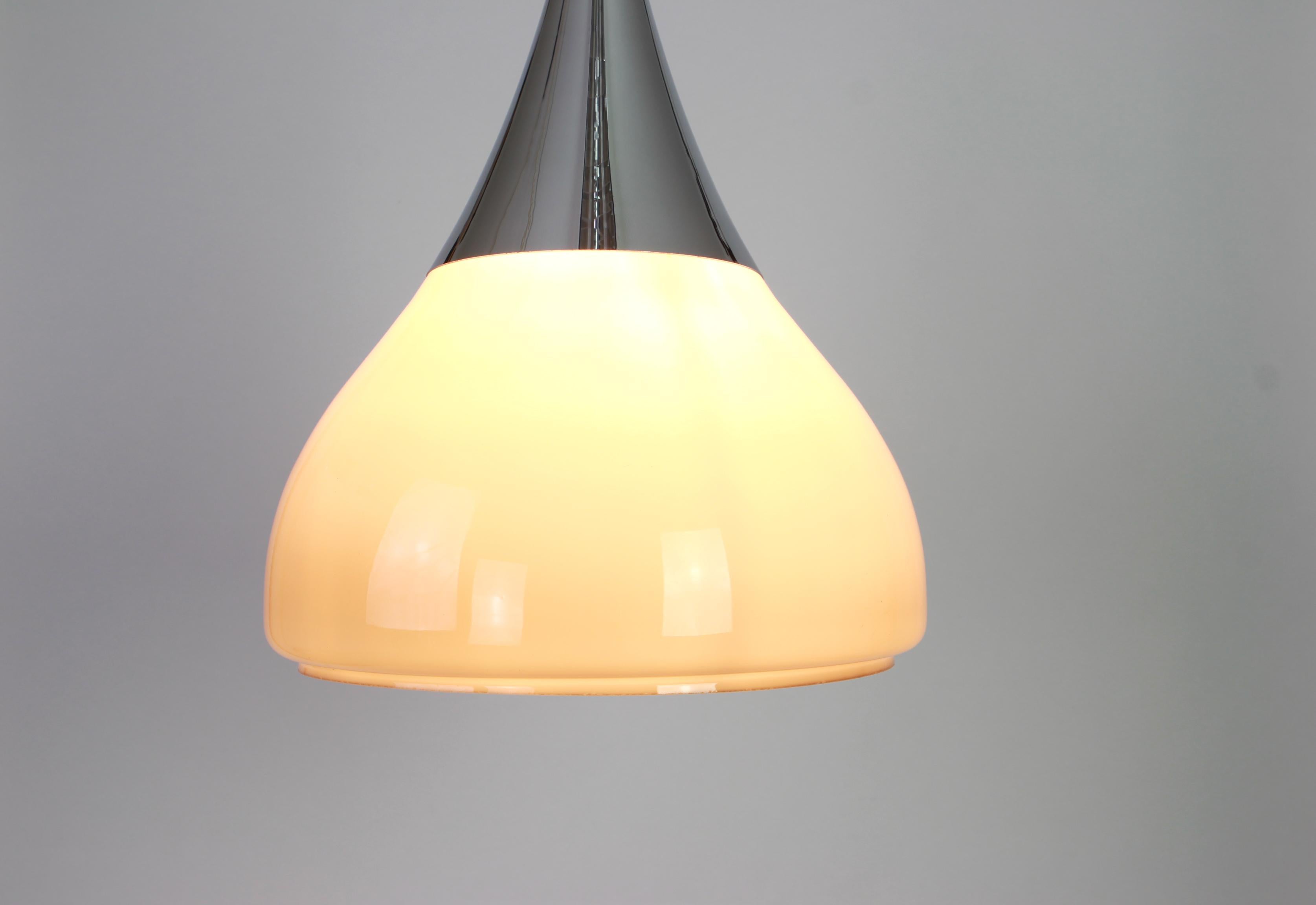 Large Braun Opaline Glass Pendant by Limburg, Germany, 1970s For Sale 1