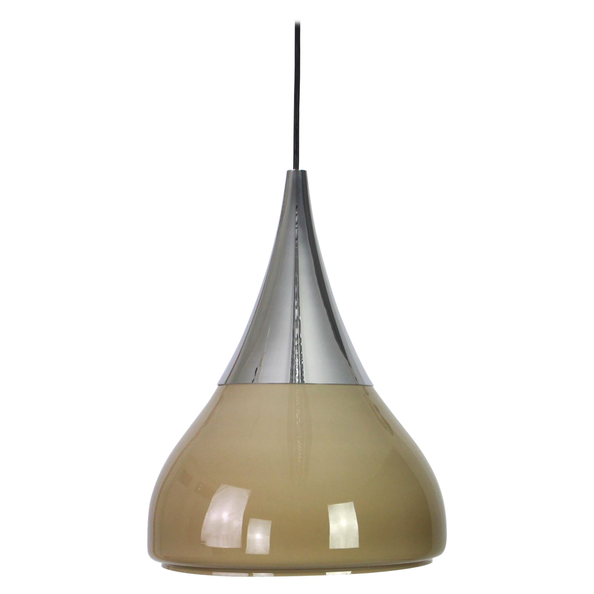 Large Braun opaline Glass Pendant by Limburg, Germany, 1970s For Sale