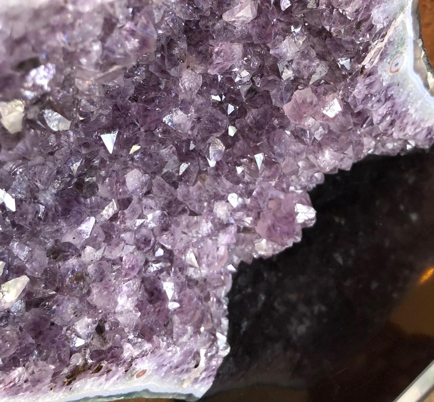 Large Brazilian Amethyst Geode on Black Marble Base 2