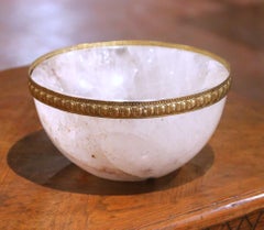 Large Brazilian Carved Rock Crystal and Gilt Bronze Mount Table Bowl