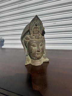 10" Chinese Bronze Buddha Bust