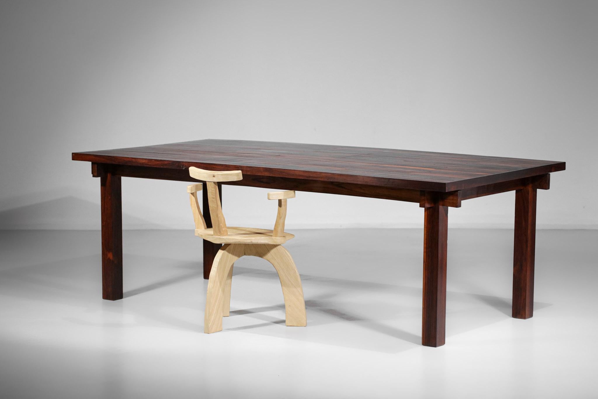 Mid-20th Century Large Brazilian Dining Table in Solid Wood Style Joachim Tenreiro, 1960's For Sale