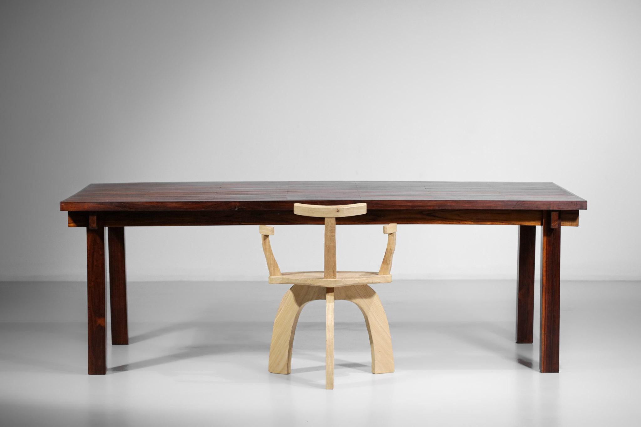 Large Brazilian Dining Table in Solid Wood Style Joachim Tenreiro, 1960's For Sale 1