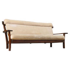 Large Brazilian Modern Rosewood and Mohair Sofa, 1960s Brazilian Design