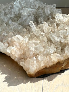 Large Brazilian Quartz Crystal Cluster Specimen, Natural Freeform Slab