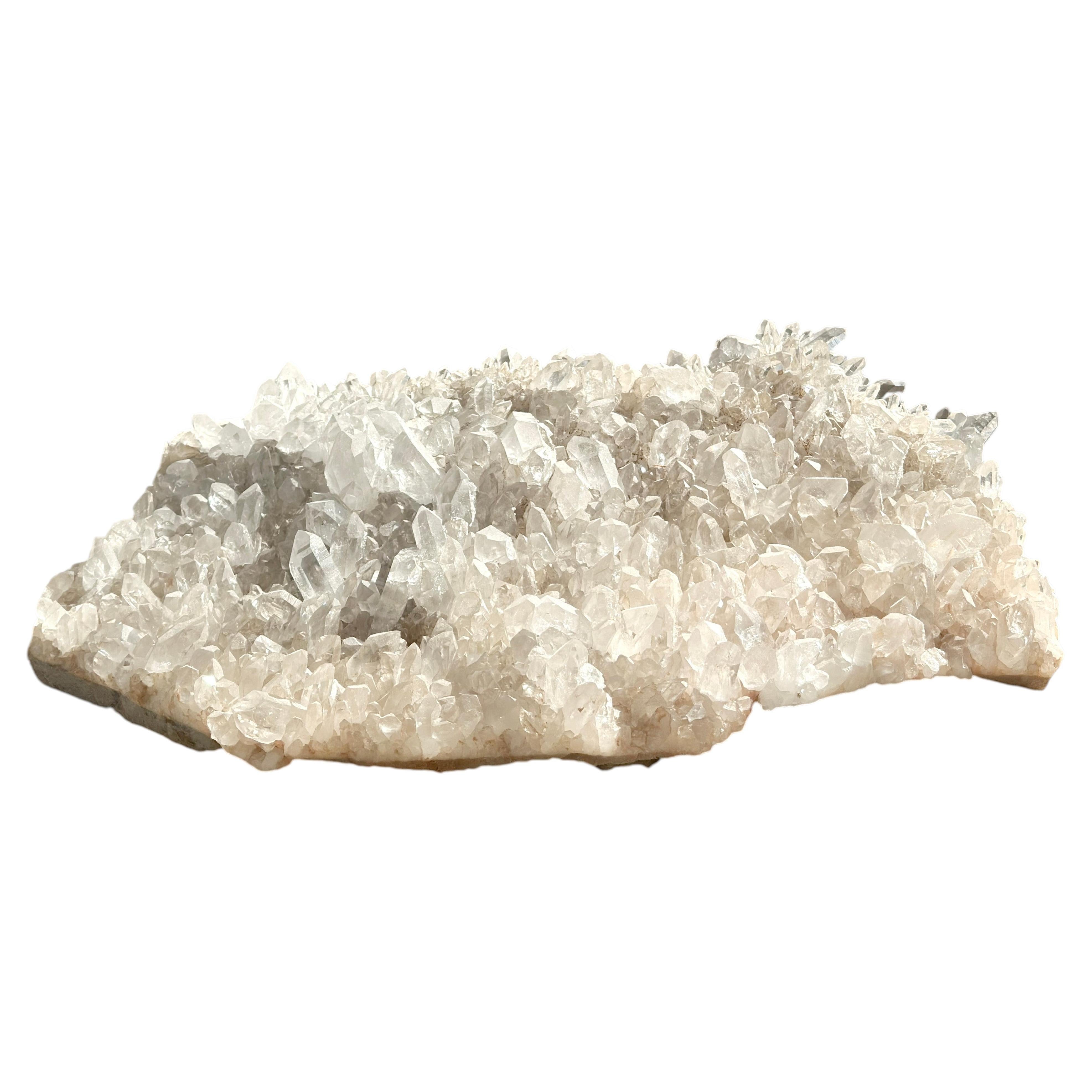 Large Brazilian Quartz Crystal Cluster Specimen, Natural Freeform Slab
